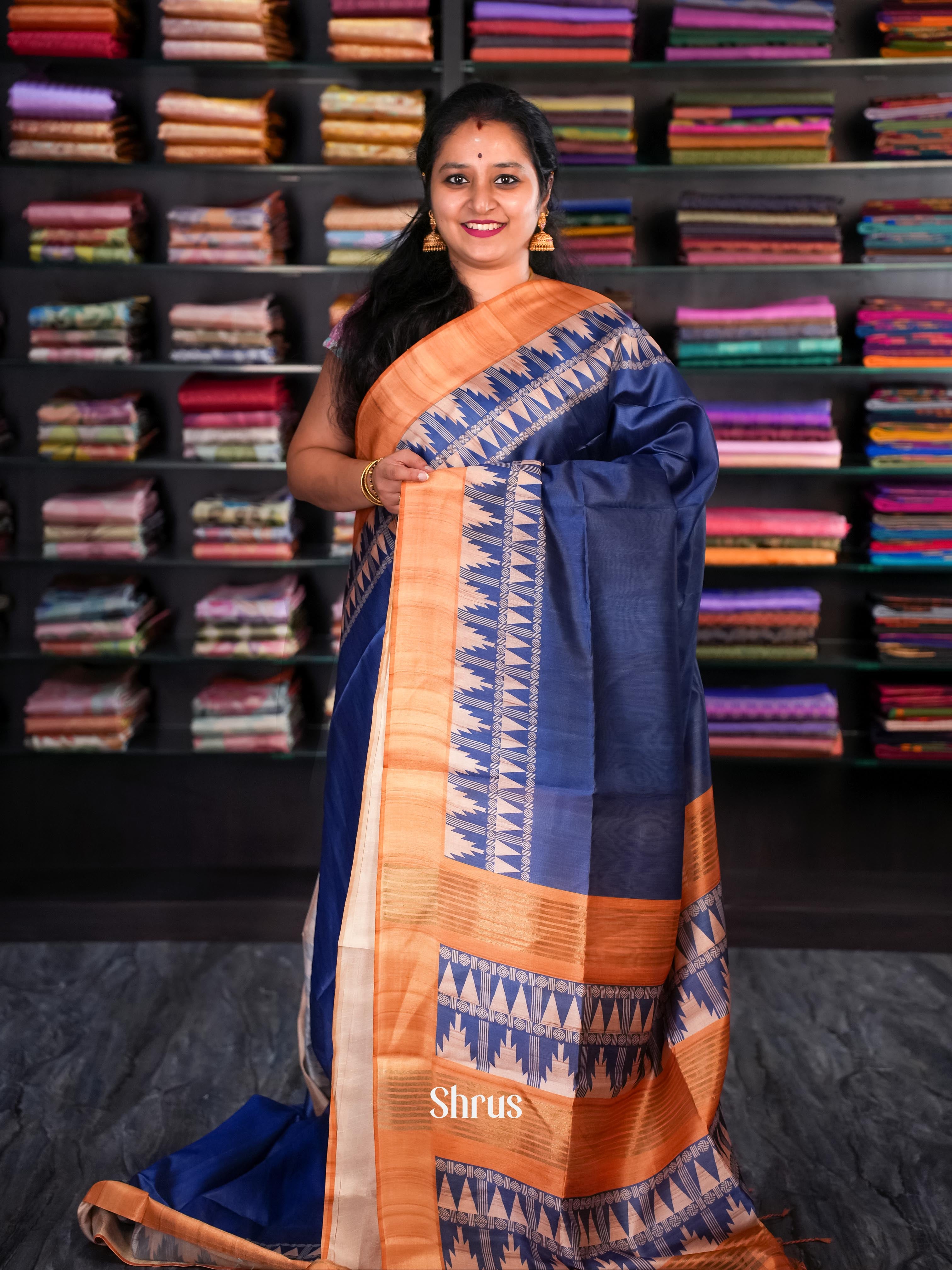 Blue & Brown - Champa semi tussar - Shop on Shrus.com