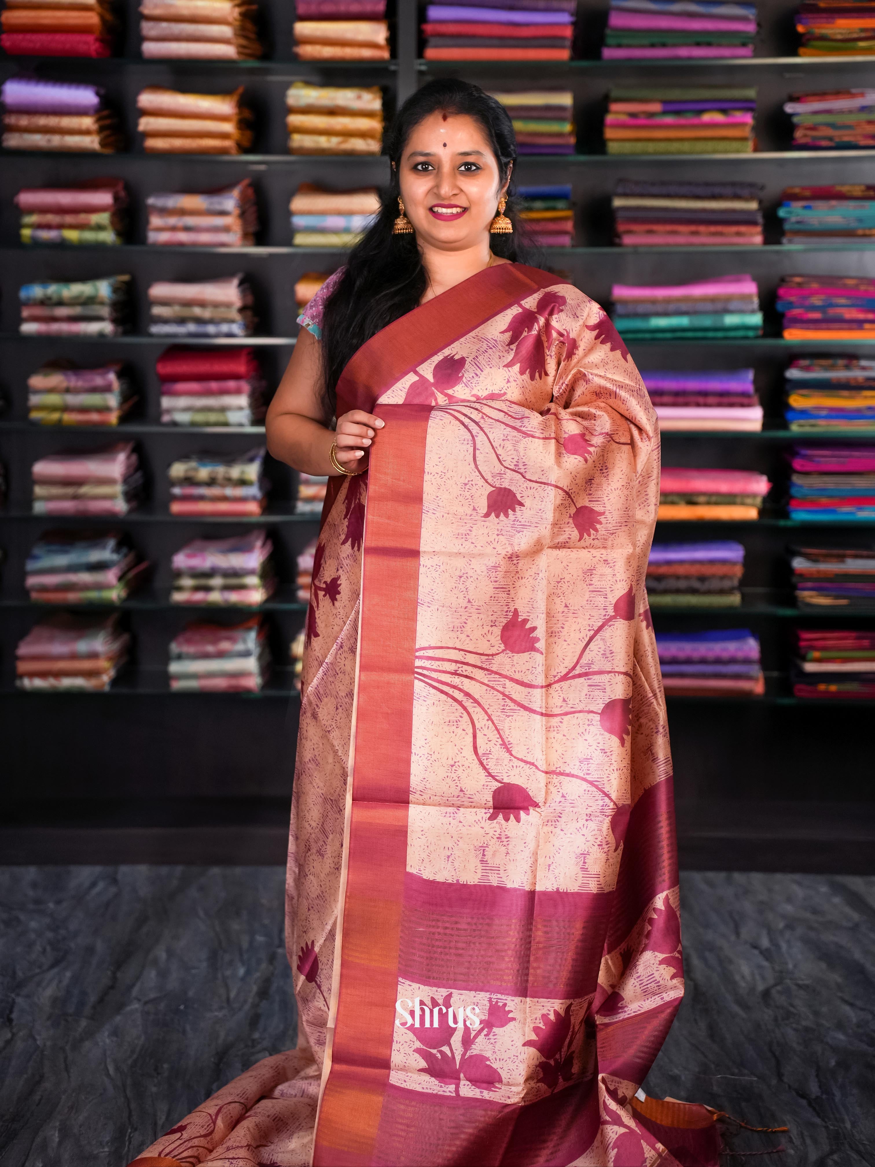 Lite Pink & Pink - Champa semi tussar - Shop on Shrus.com