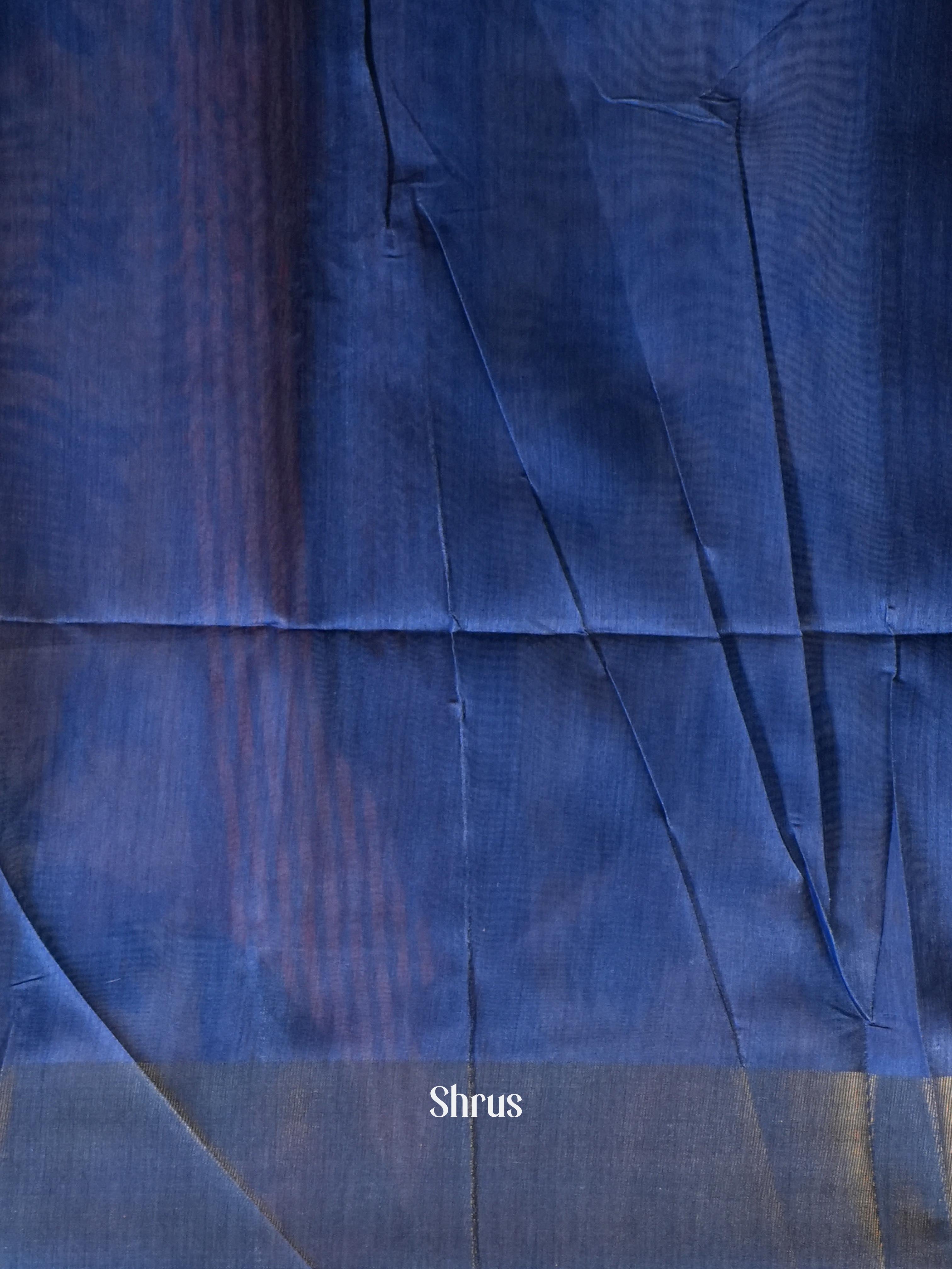 Peach & Blue - Champa Semi tussar Saree - Shop on Shrus.com