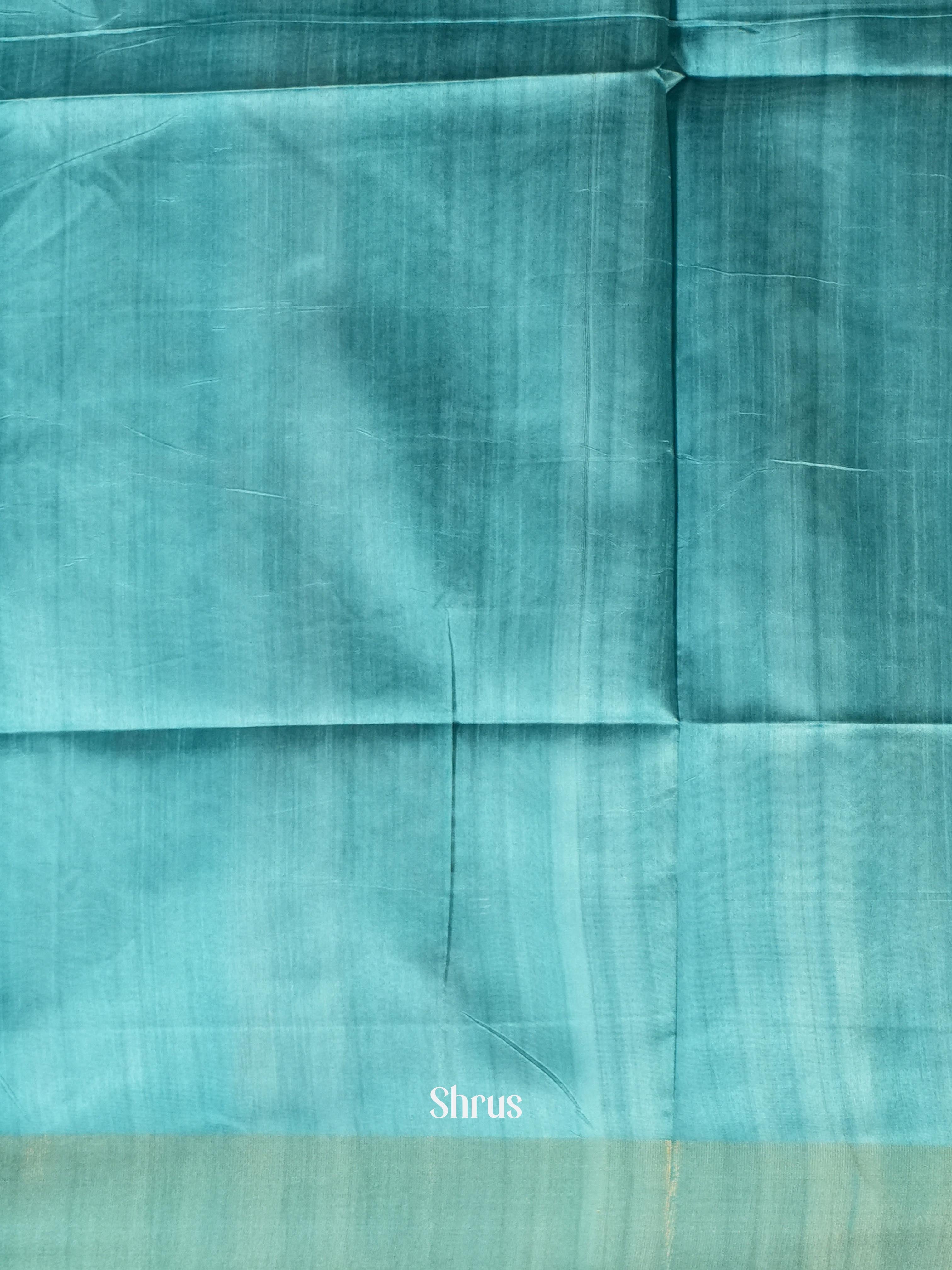 Beige & Teal- Champa Semi tussar Saree - Shop on Shrus.com