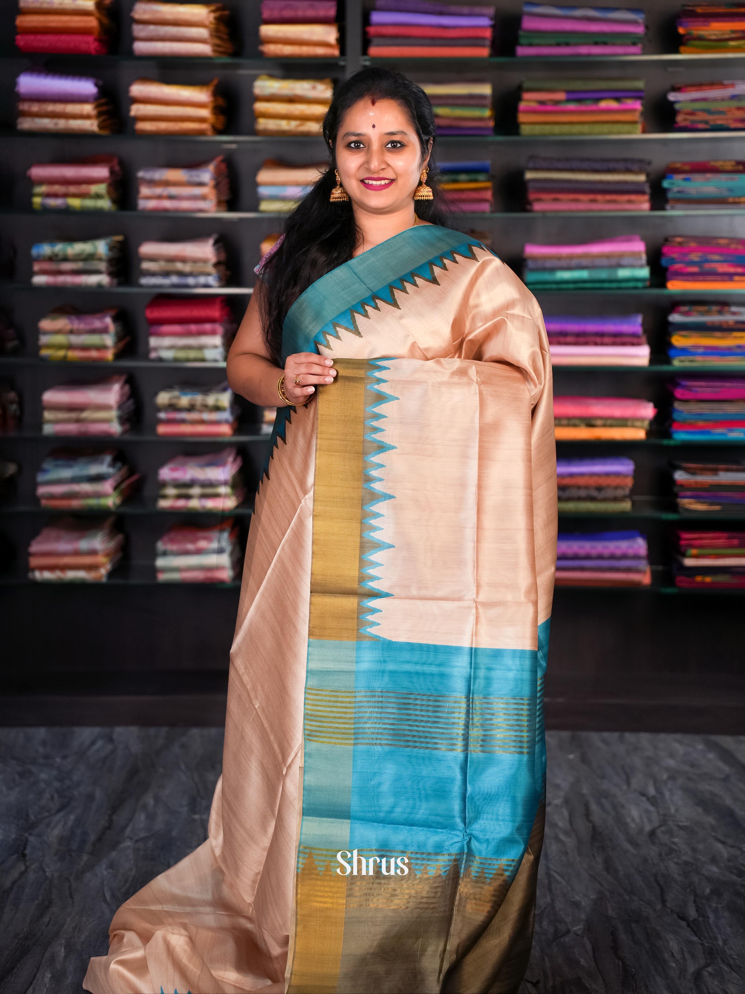 Lite Brown & Grey - Champa semi tussar - Shop on Shrus.com