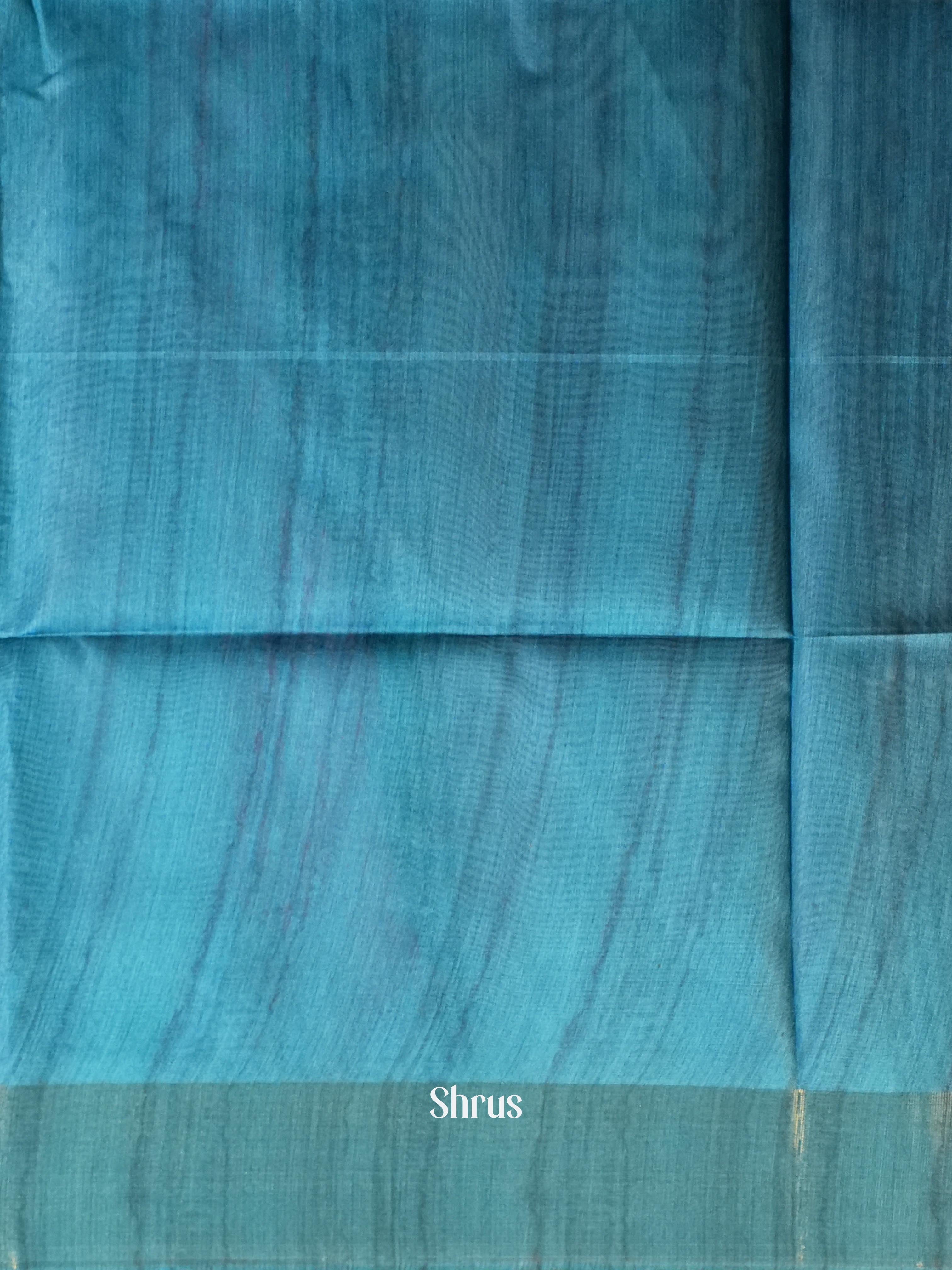 Creamy Brown & Teal - Champa semi tussar - Shop on Shrus.com