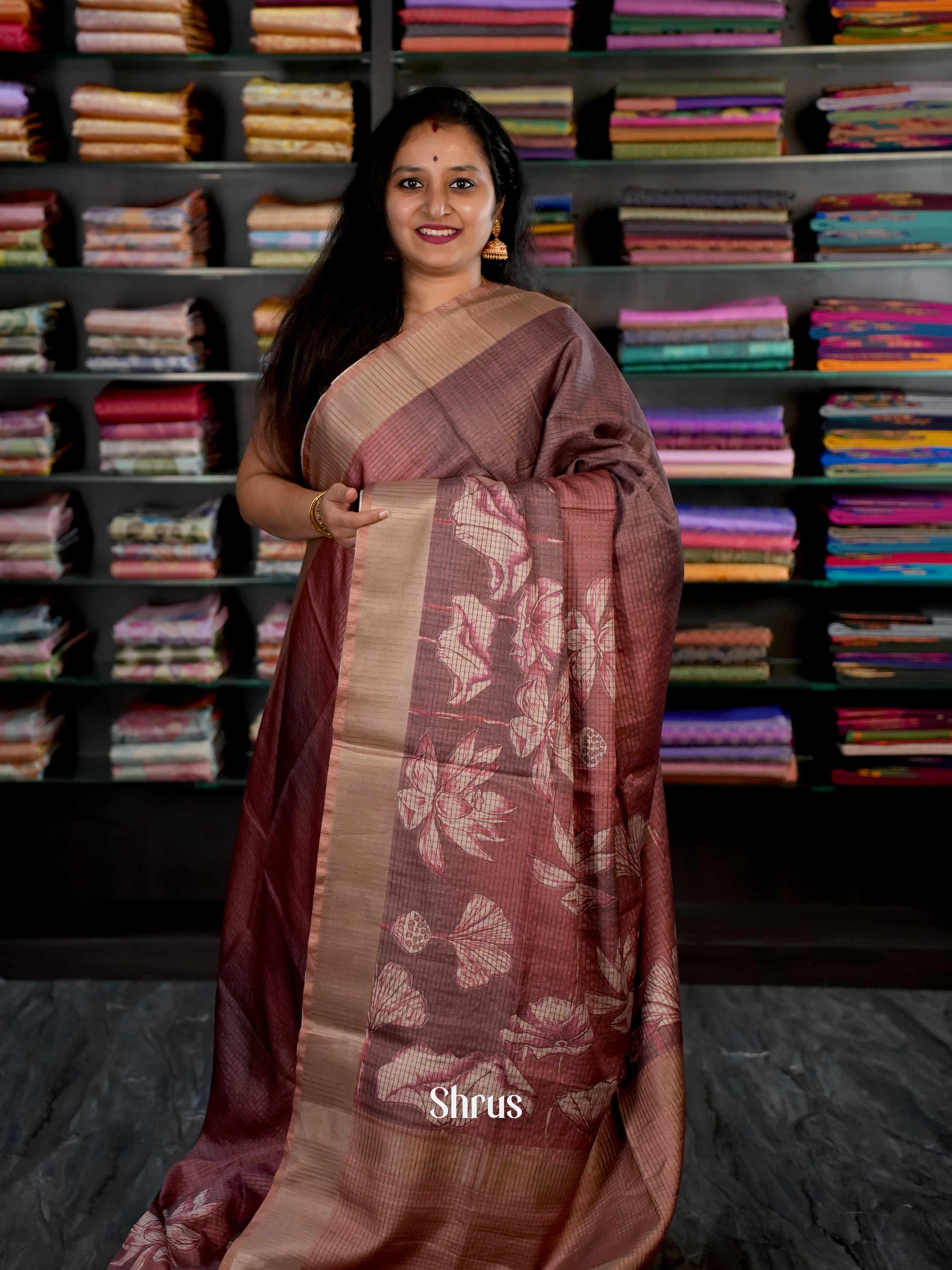 Brown - Champa semi tussar - Shop on Shrus.com
