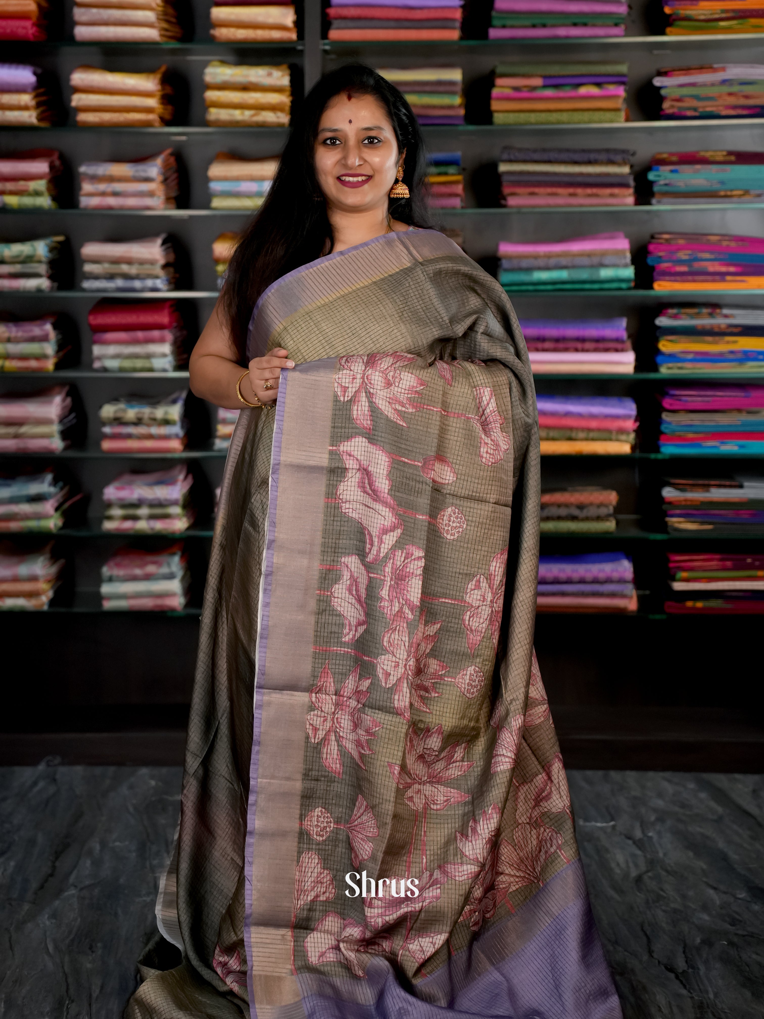 Grey & Purple - Champa semi tussar - Shop on Shrus.com