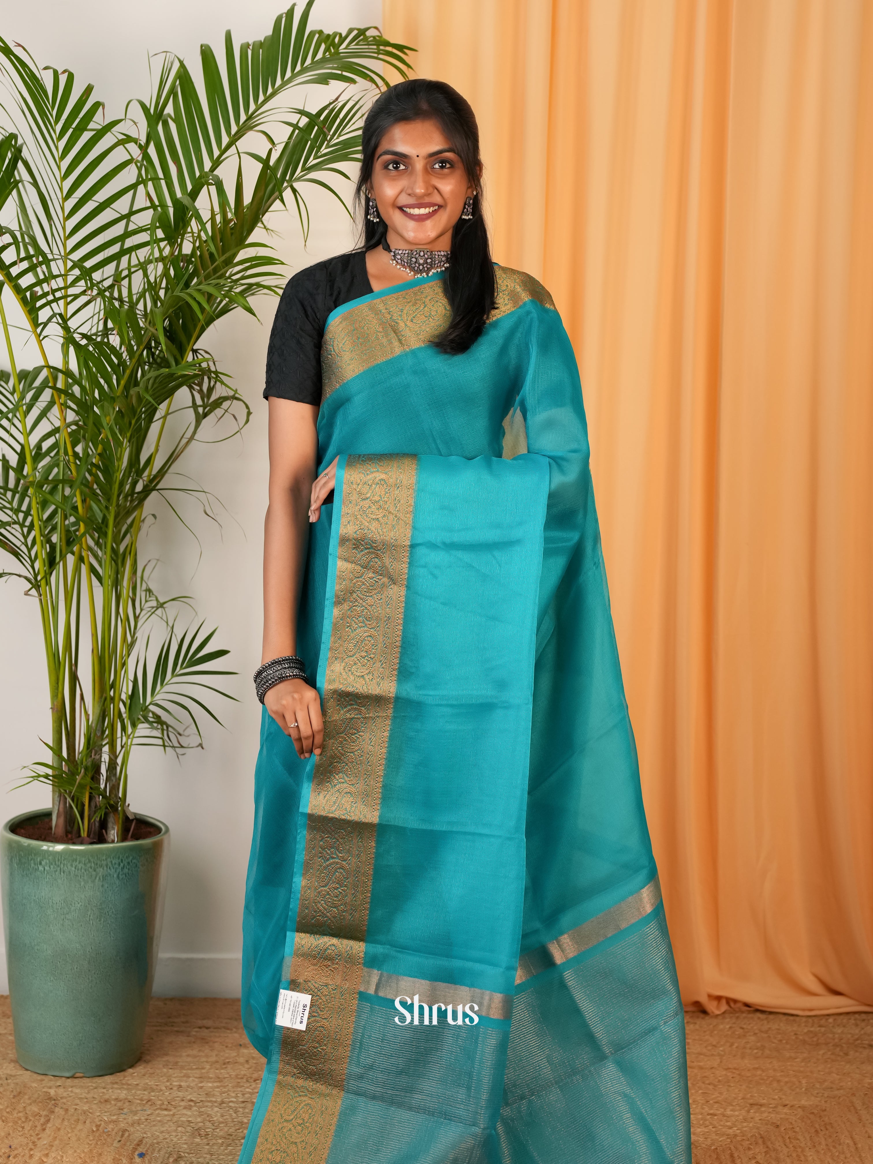 Blue - Semi Georgette Saree - Shop on Shrus.com