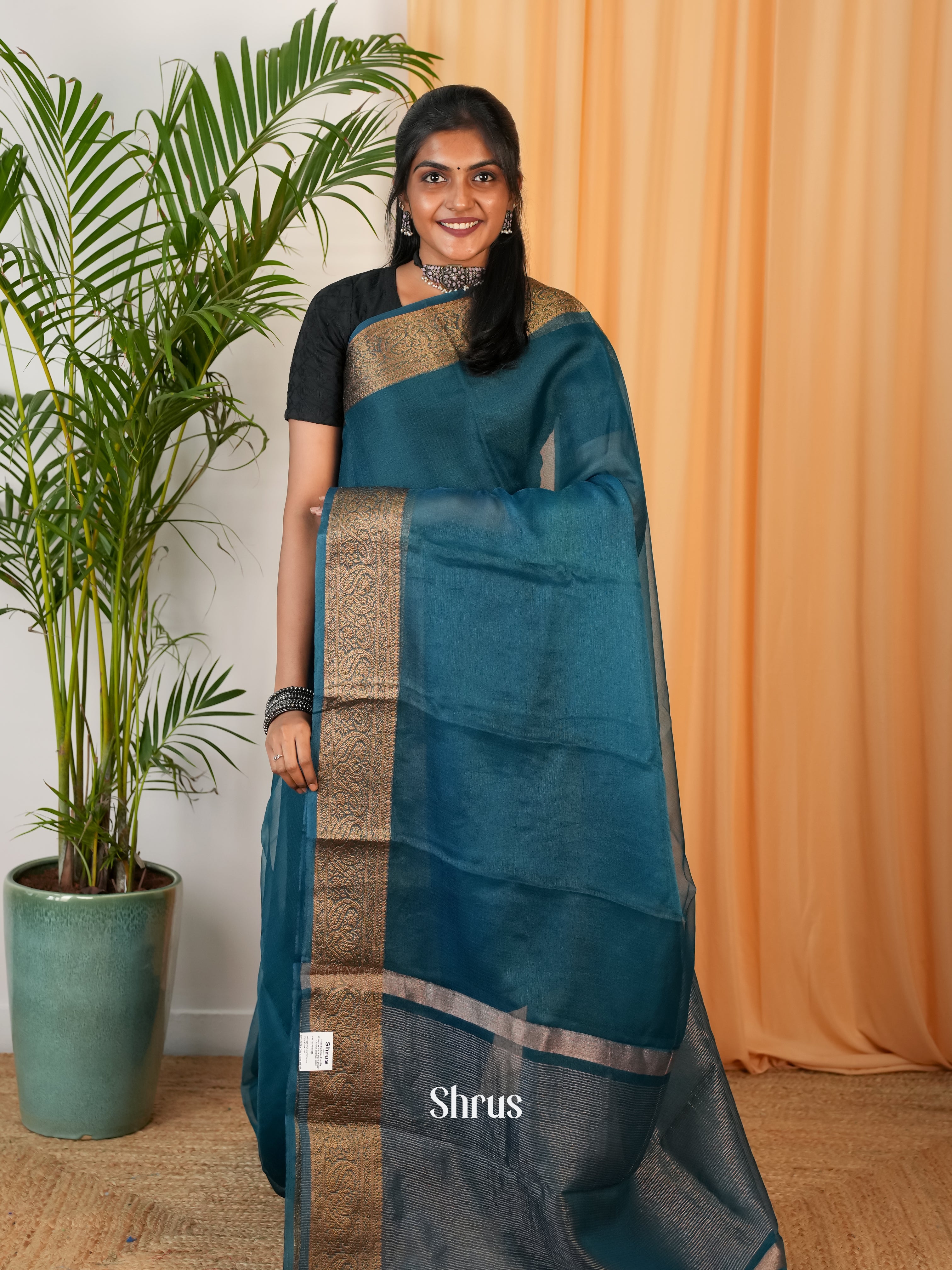 Blue - Semi Georgette Saree - Shop on Shrus.com