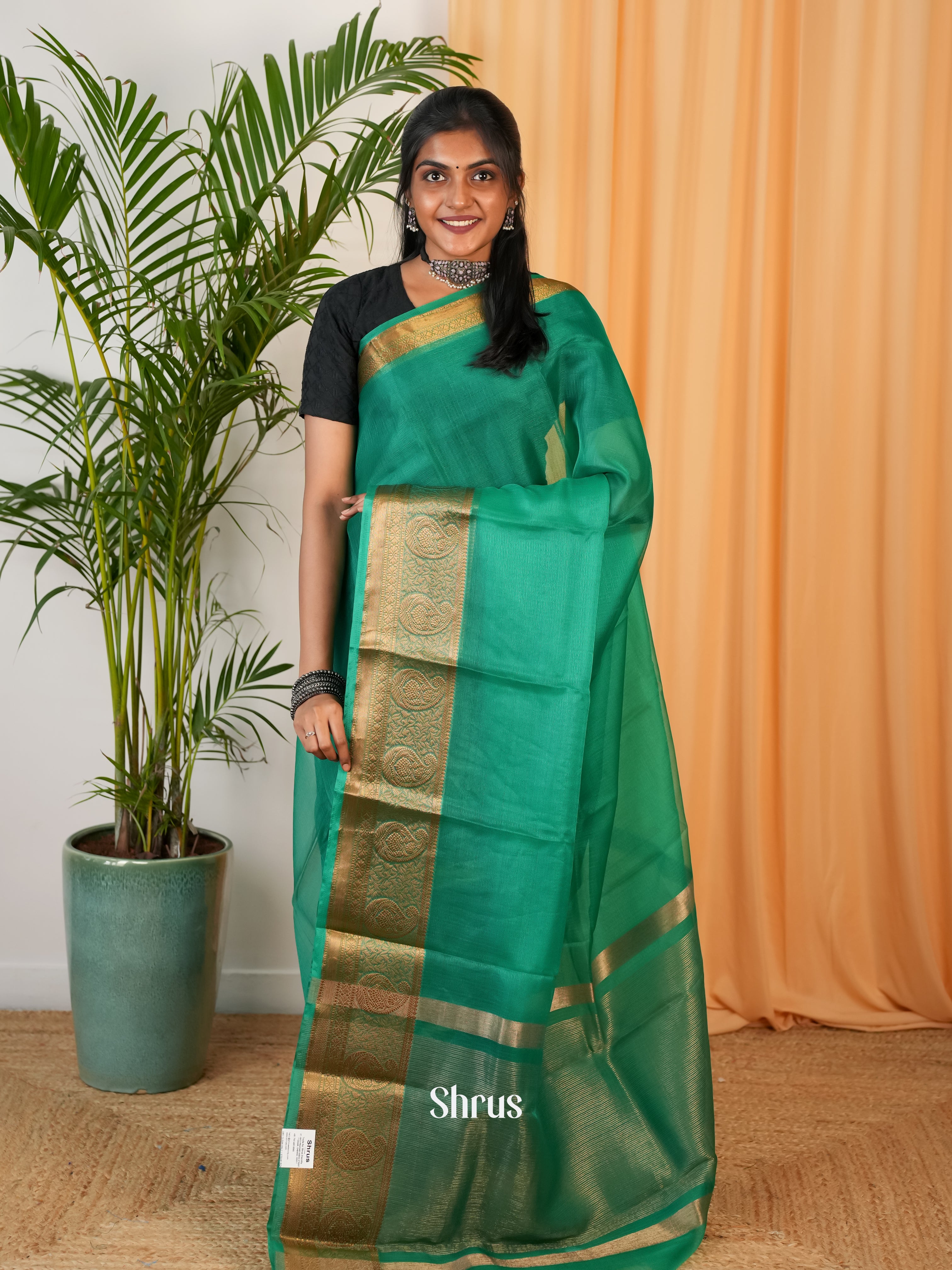 Green- Semi Georgette Saree - Shop on Shrus.com