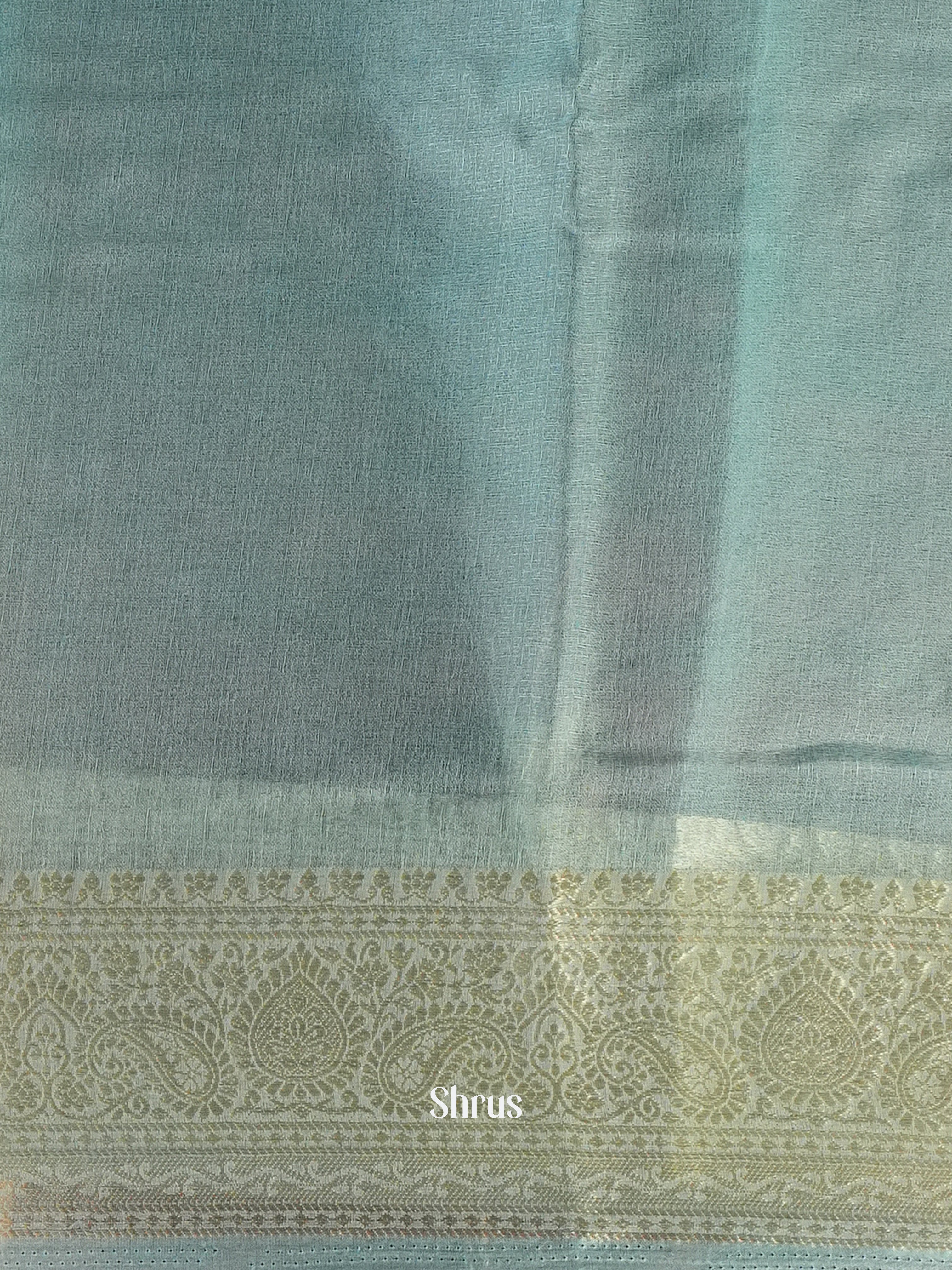 Teal Blue - Semi Georgette Saree - Shop on Shrus.com