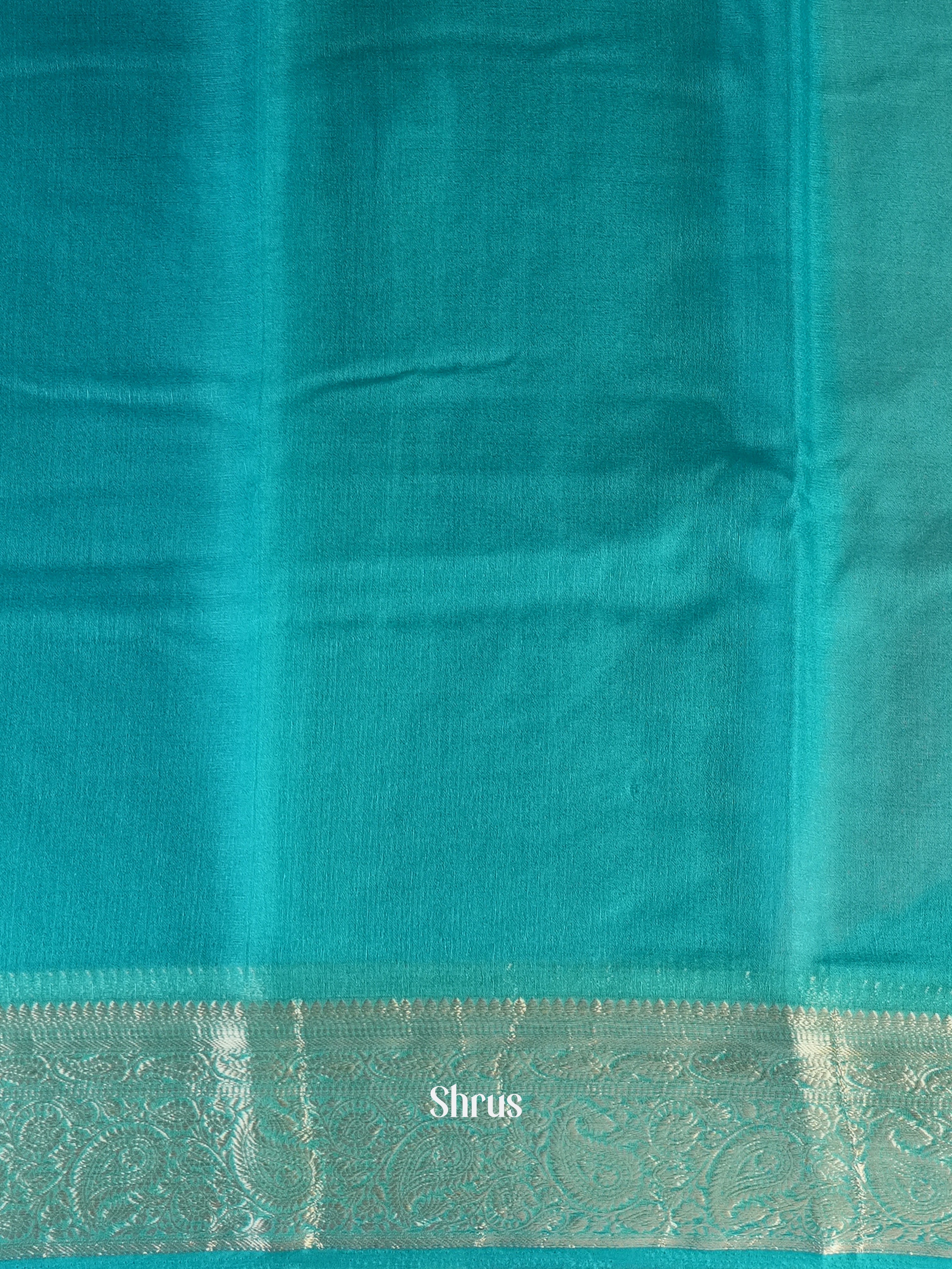 Teal Blue - Semi Georgette Saree - Shop on Shrus.com
