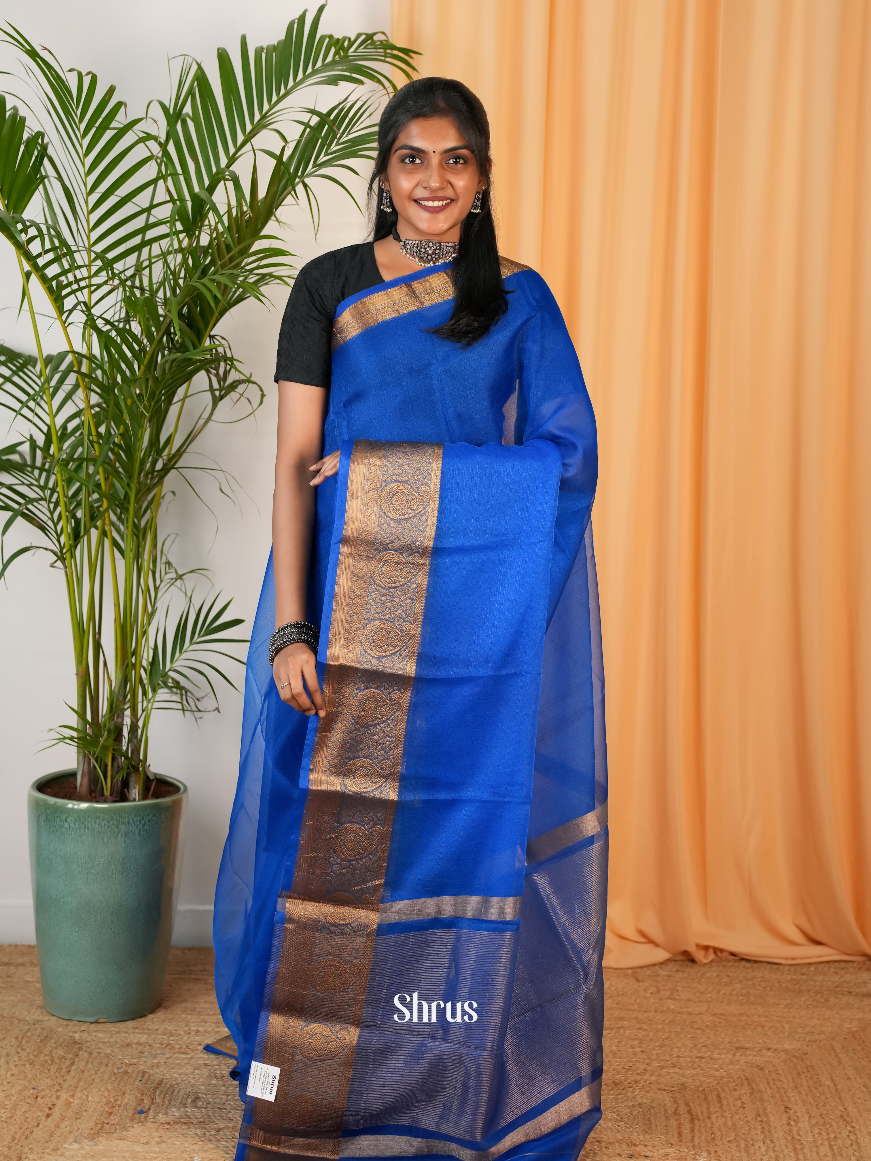 Blue - Semi Georgette Saree - Shop on Shrus.com
