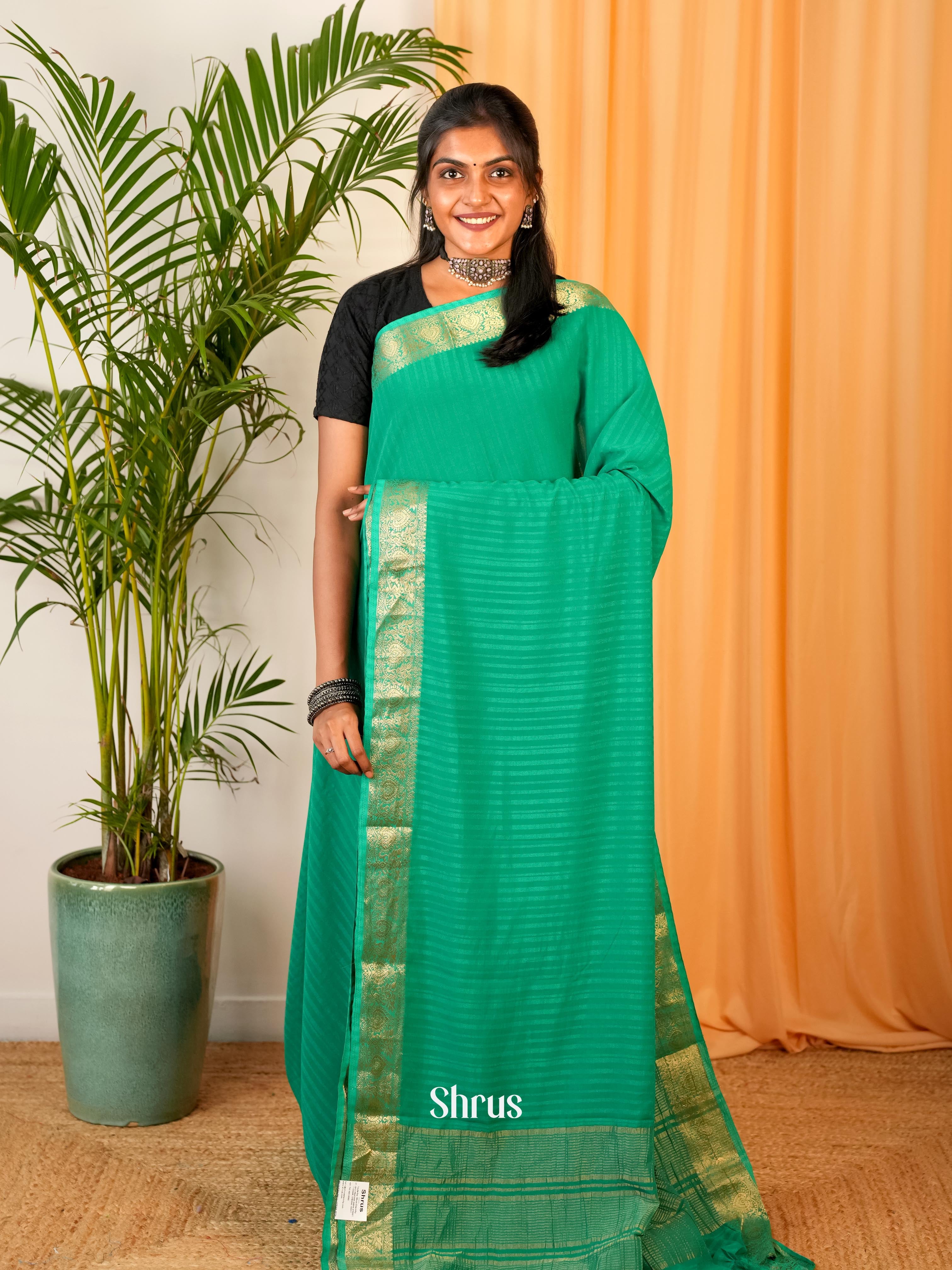 Green - Semi Mysoresilk Saree - Shop on Shrus.com