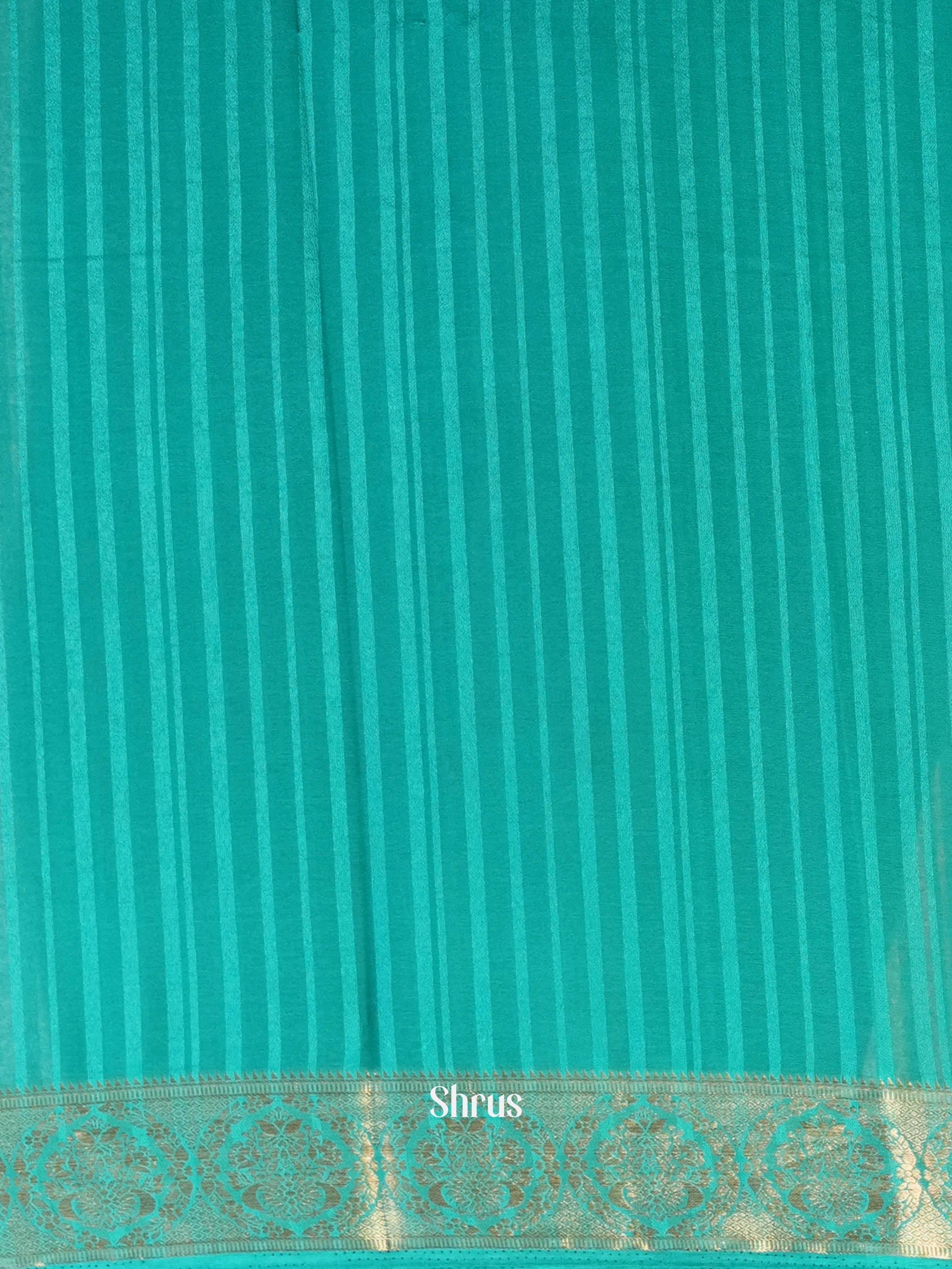 Teal - Semi Mysoresilk Saree - Shop on Shrus.com