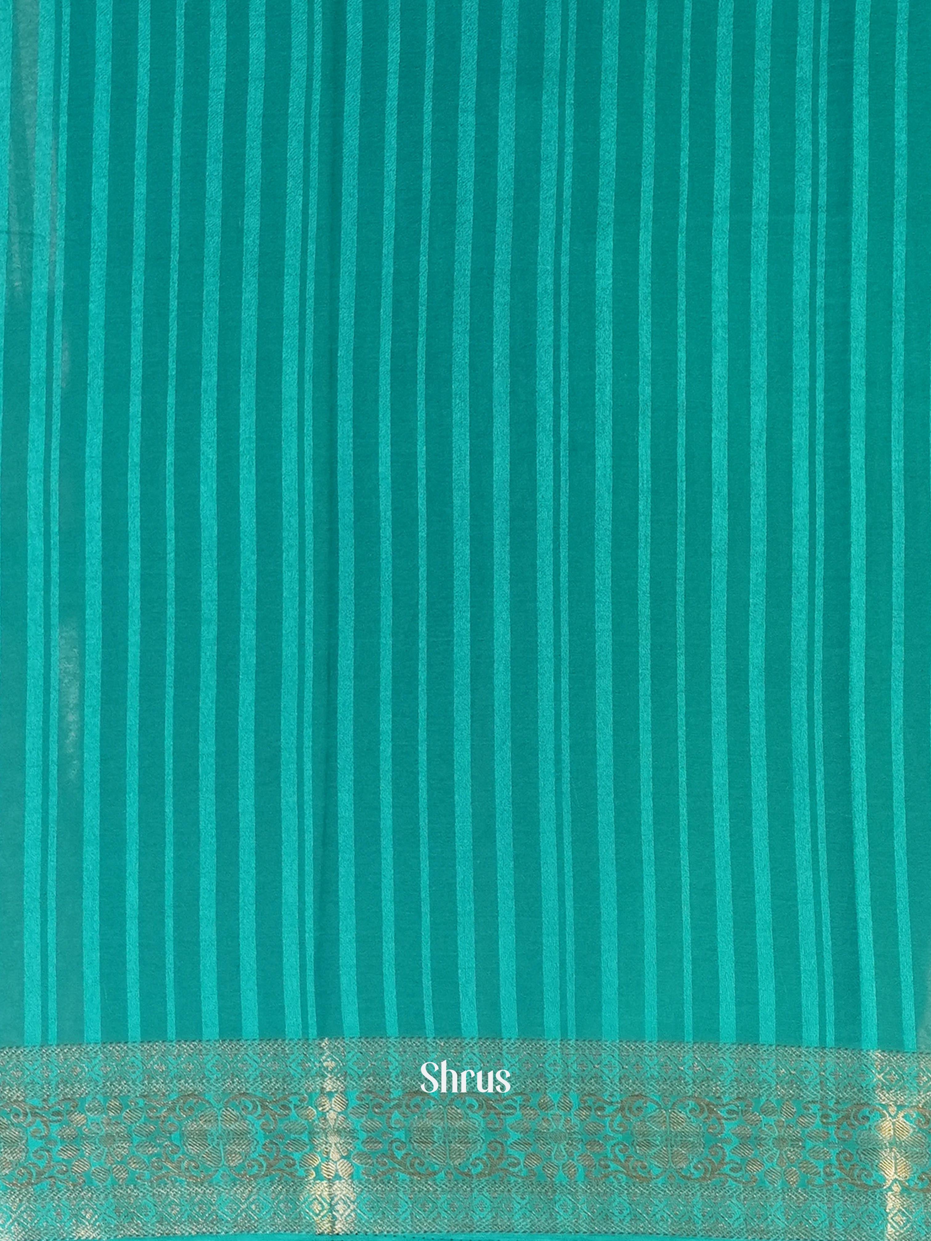 Teal - Semi Mysoresilk Saree - Shop on Shrus.com