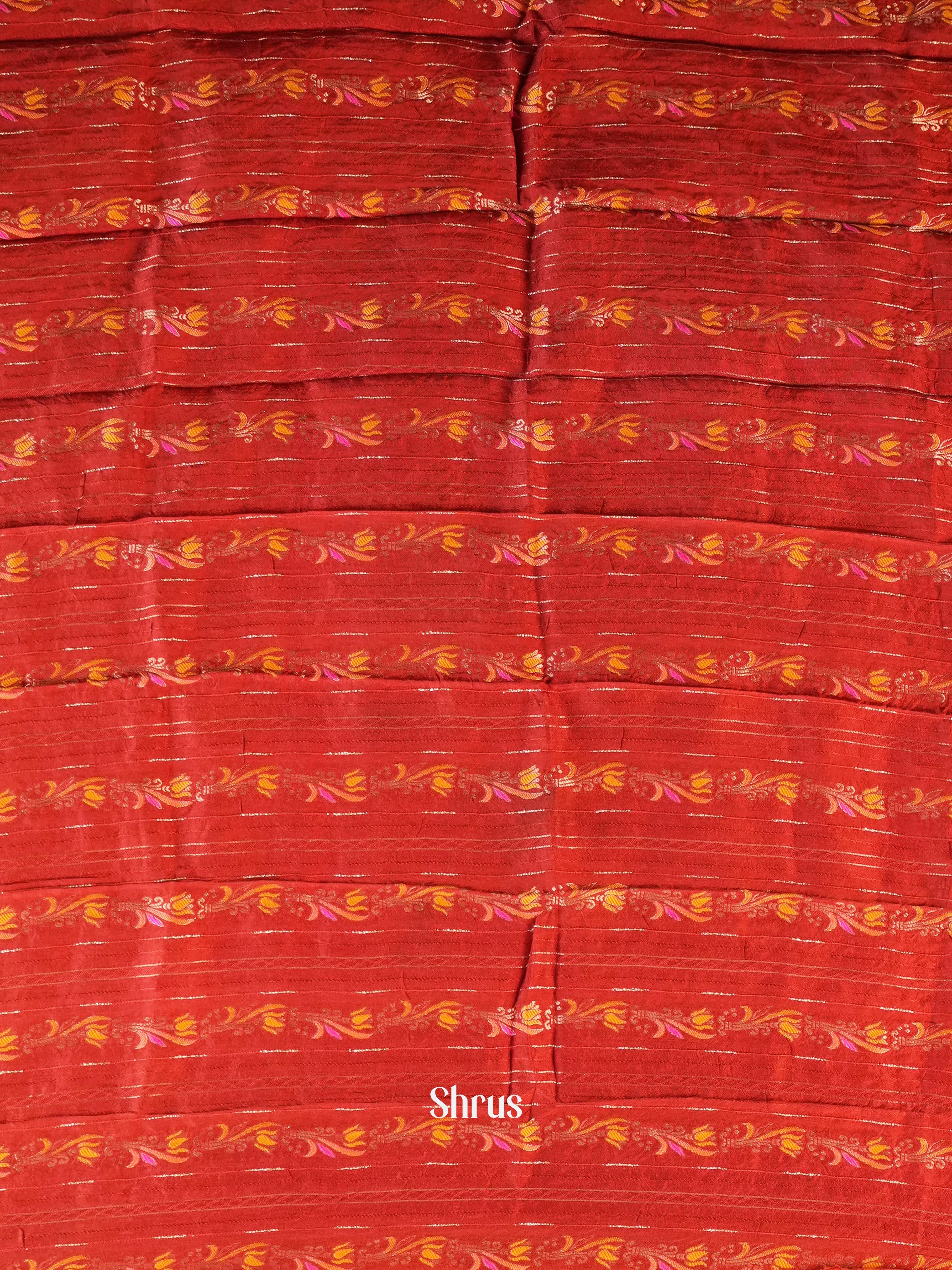 Beige & Red- Semi Mysoresilk Saree - Shop on Shrus.com