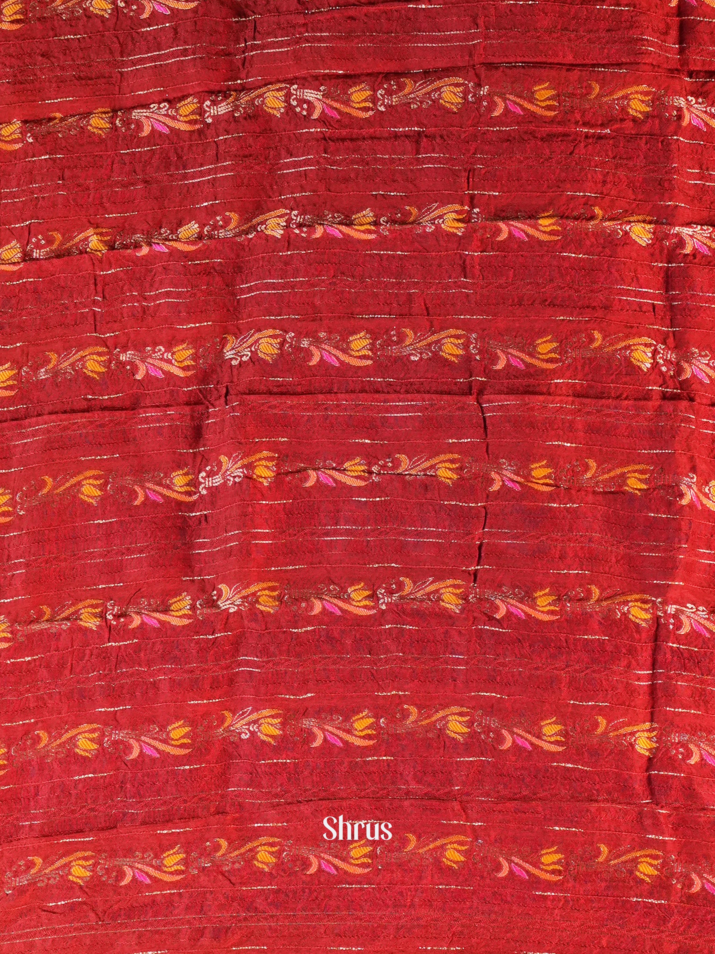 Pink & Red- Semi Mysoresilk Saree - Shop on Shrus.com