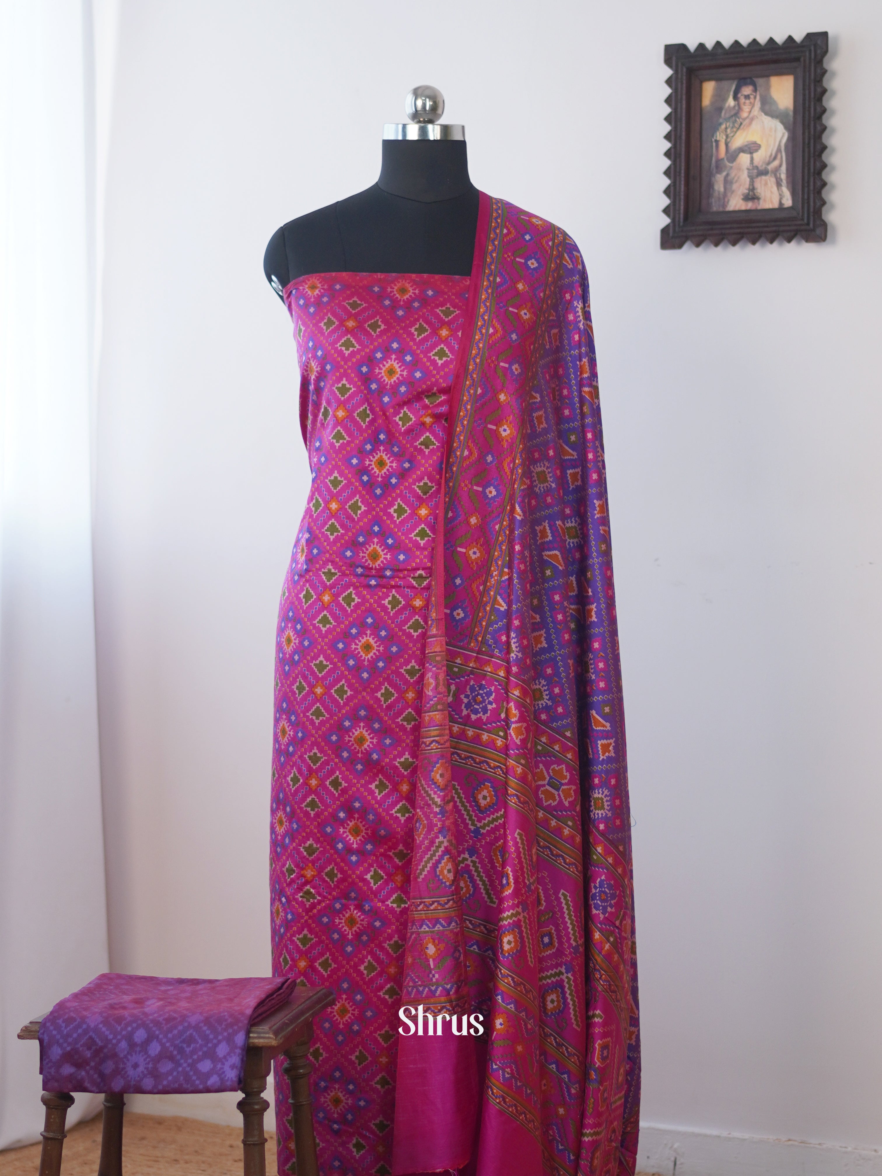 Pink & Purple - semi patola salwar - Shop on Shrus.com