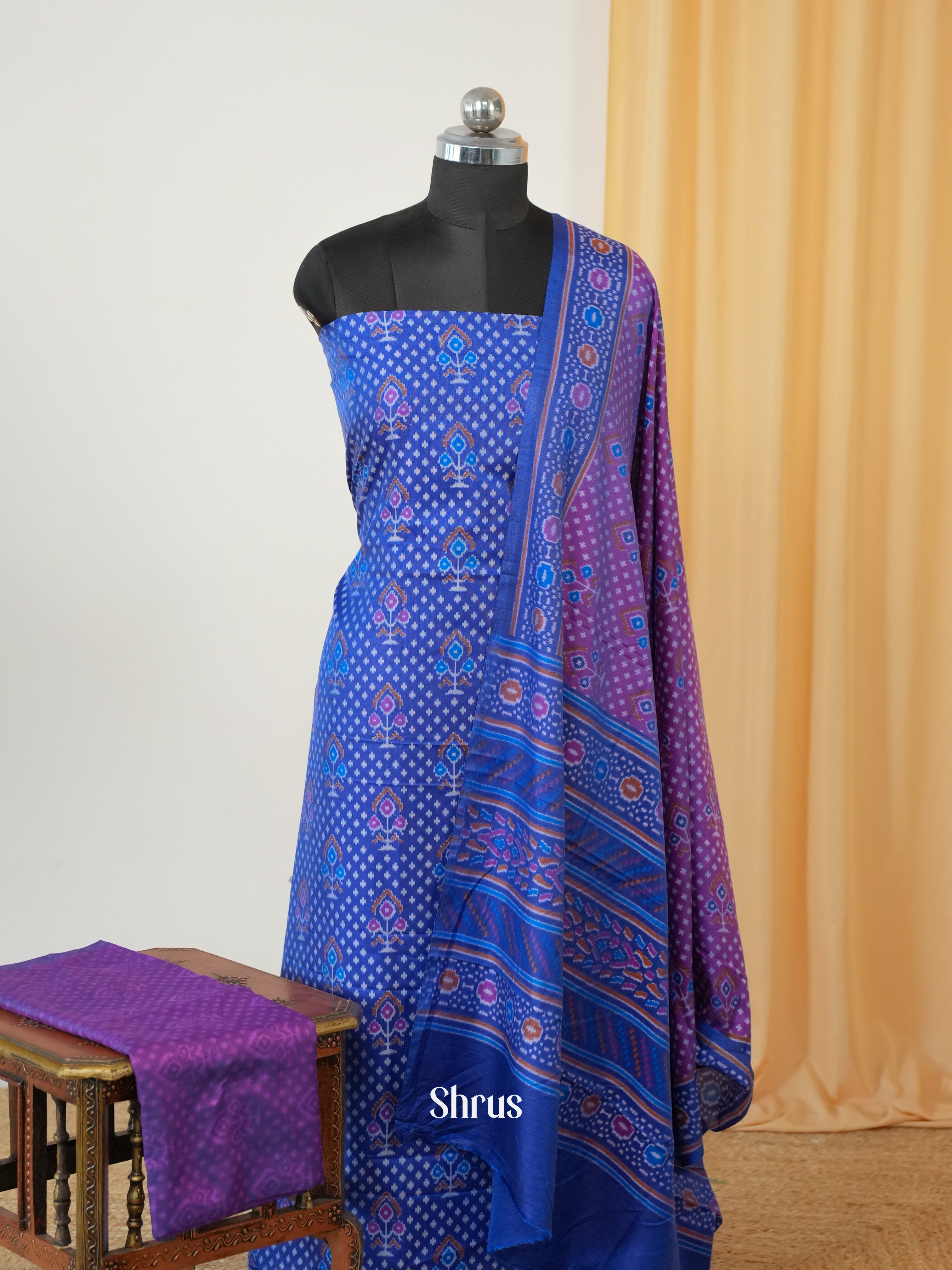 Blue & Purple - semi patola salwar - Shop on Shrus.com