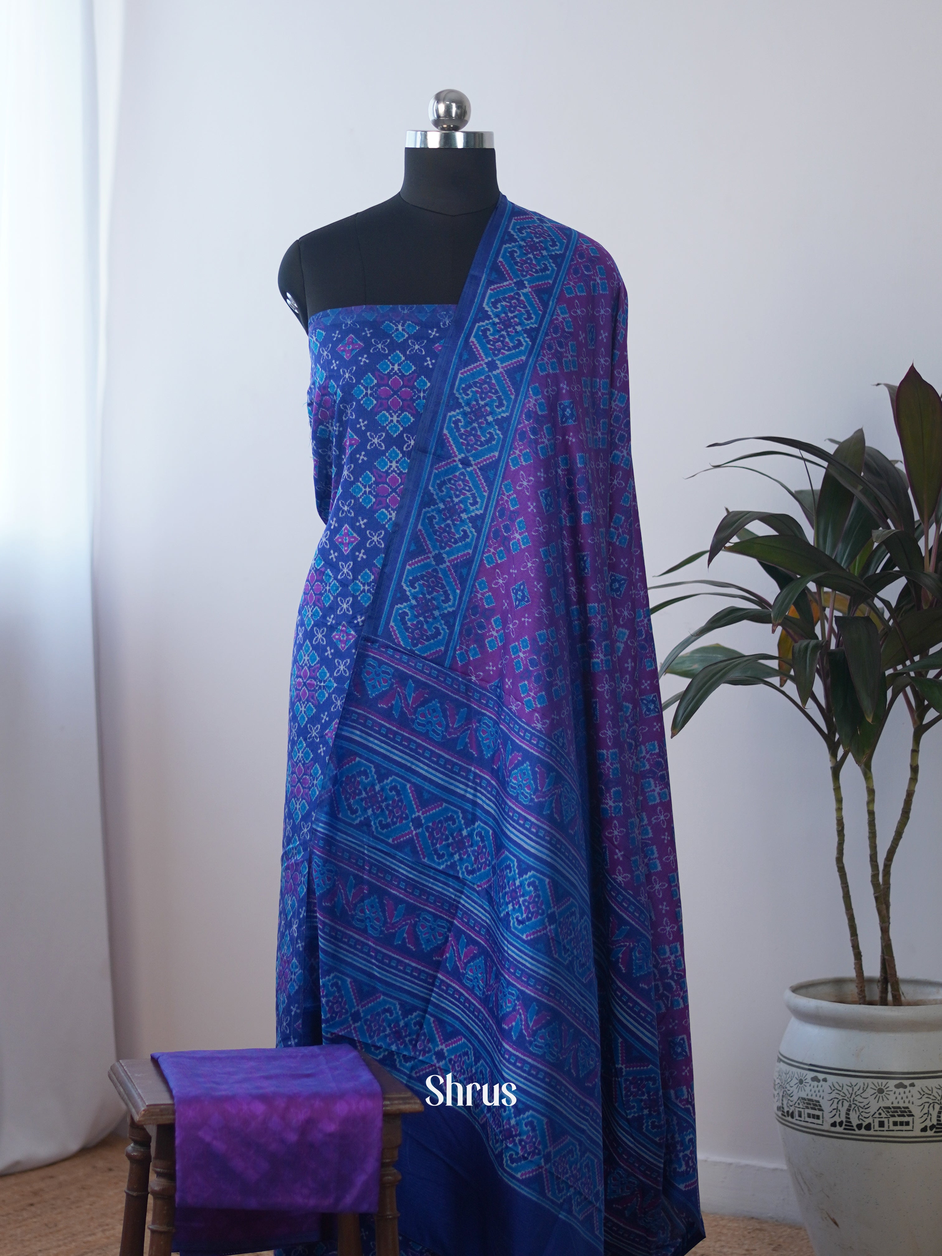 Blue & Purple - semi patola salwar - Shop on Shrus.com