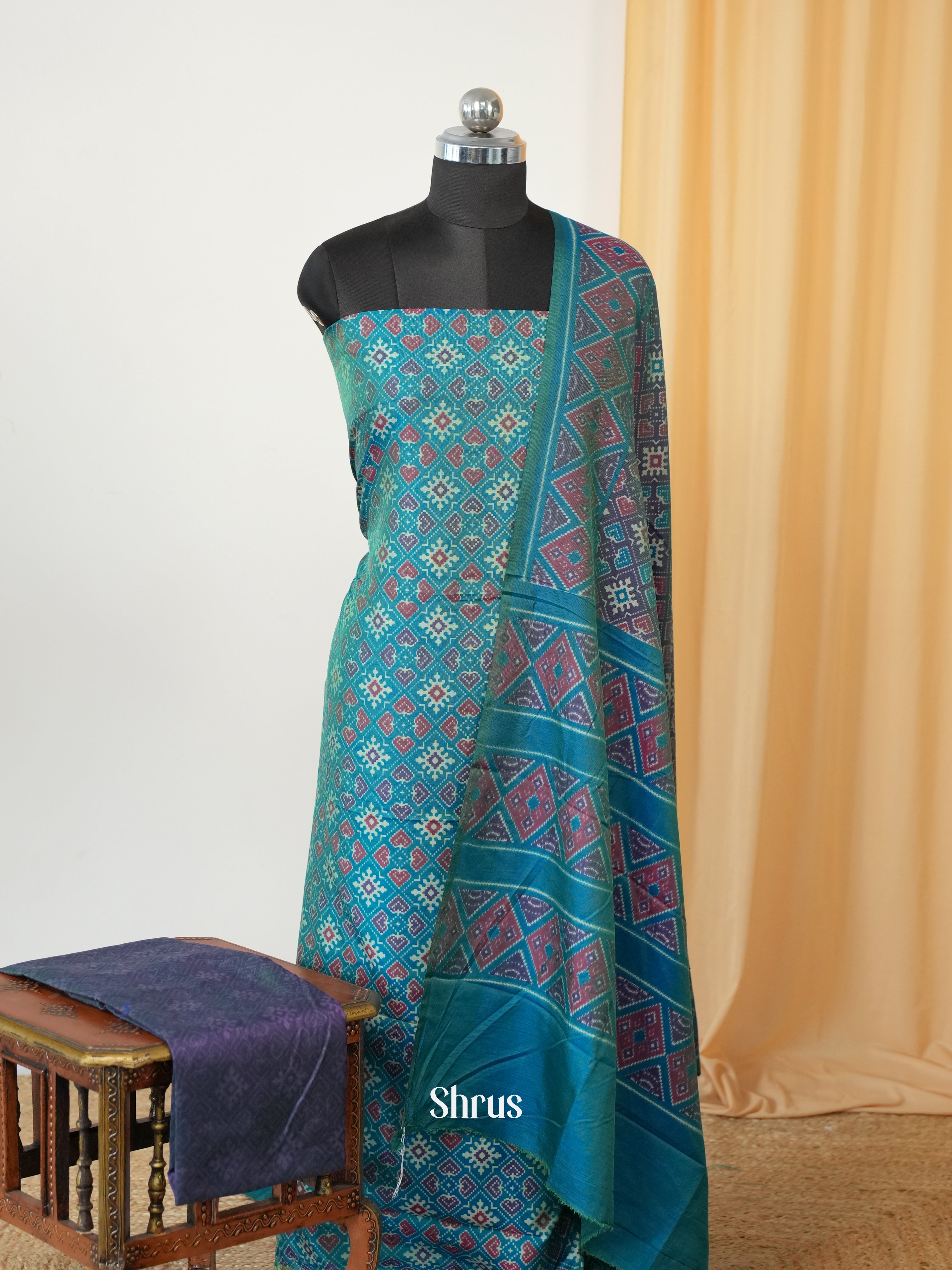 Teal & Purple - semi patola salwar - Shop on Shrus.com