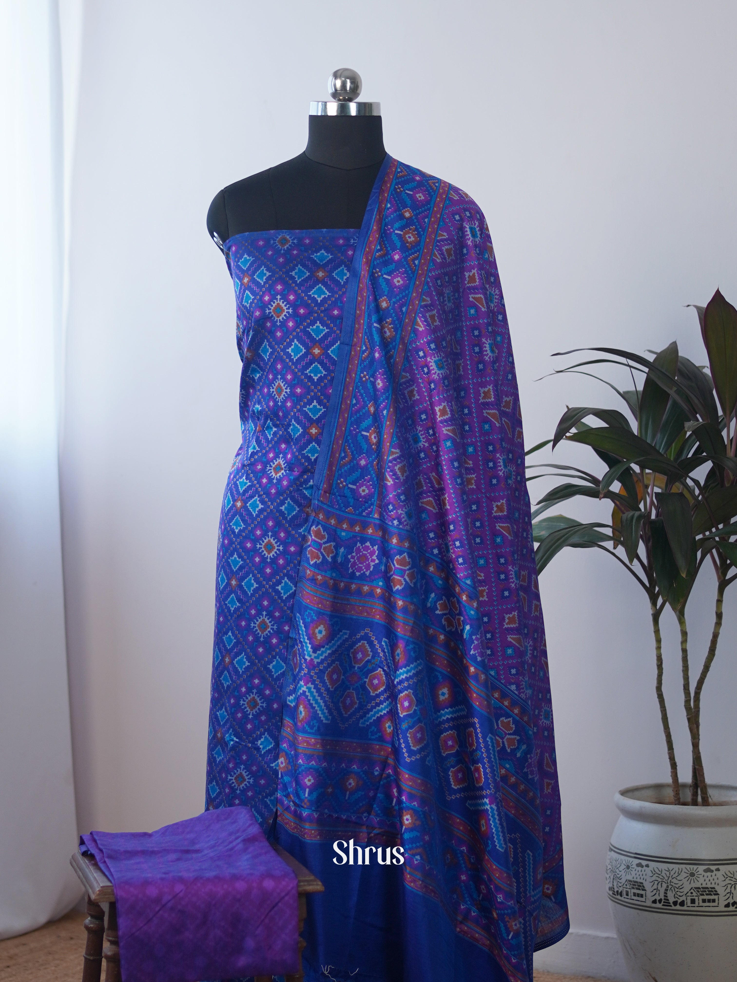 Blue & Purple- semi patola salwar - Shop on Shrus.com