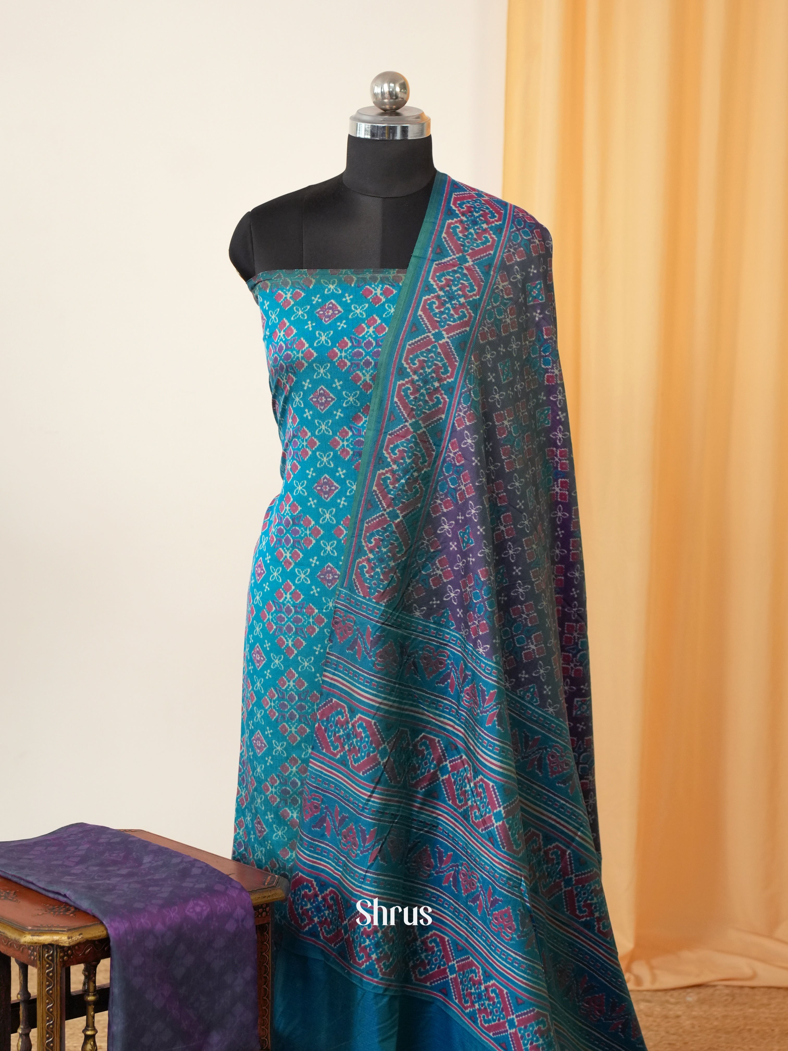 Teal & Purple - semi patola salwar - Shop on Shrus.com