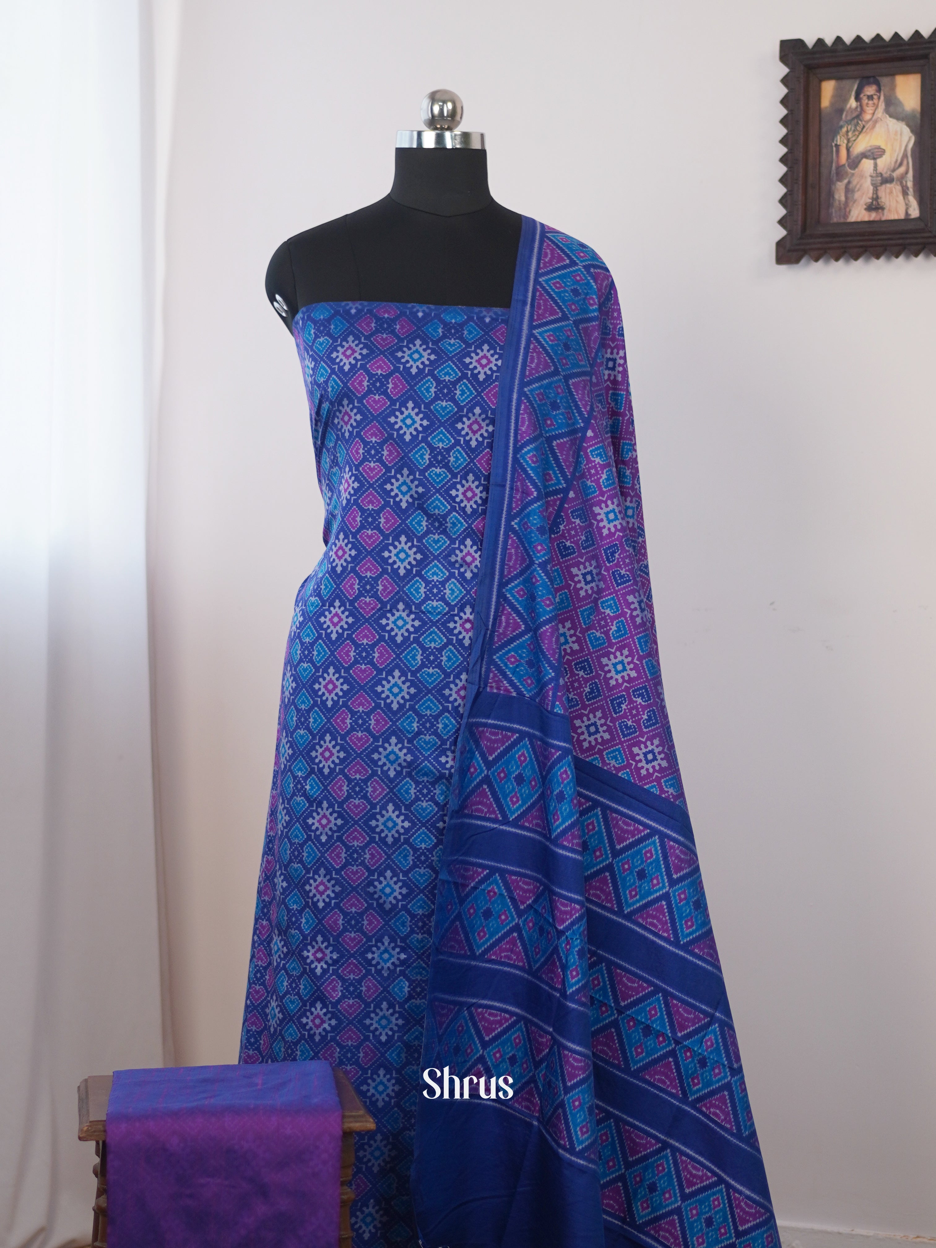 Blue & Purple - semi patola salwar - Shop on Shrus.com