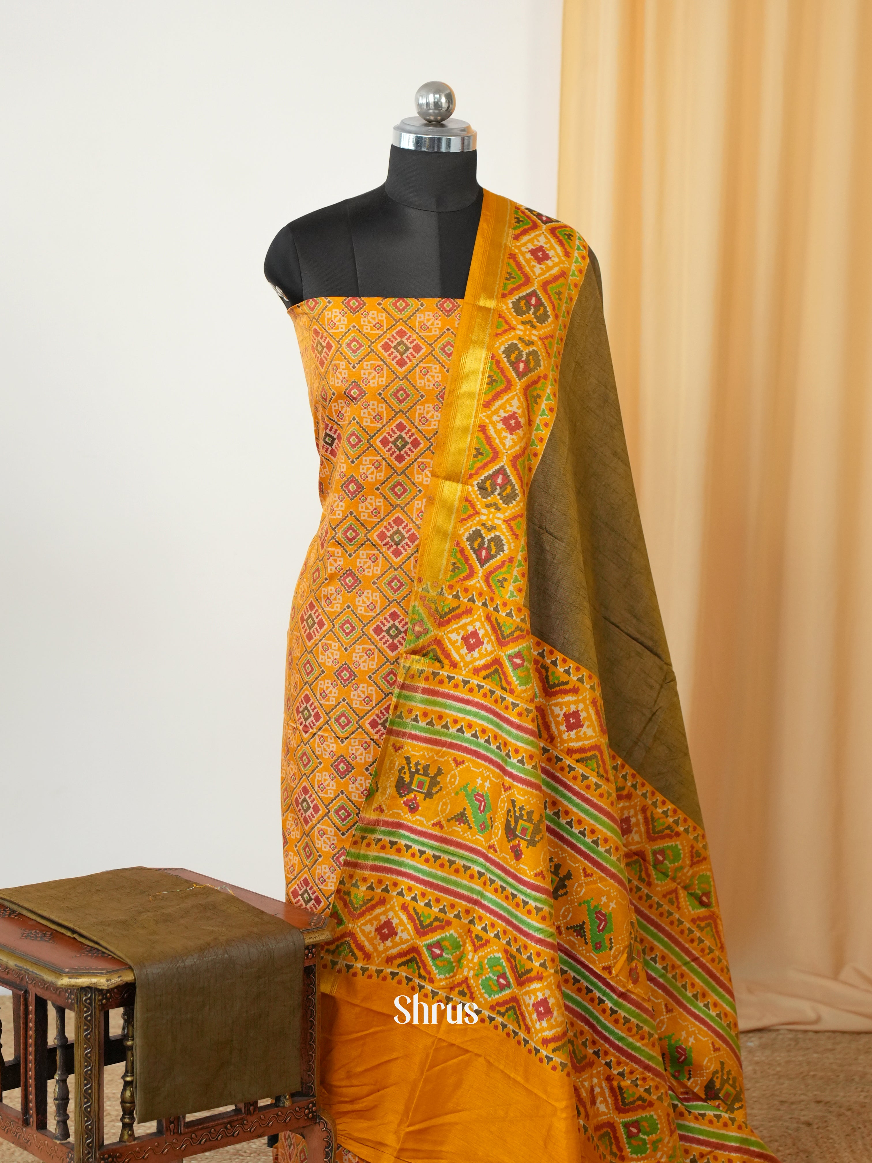 Mustard & Green- semi patola salwar - Shop on Shrus.com