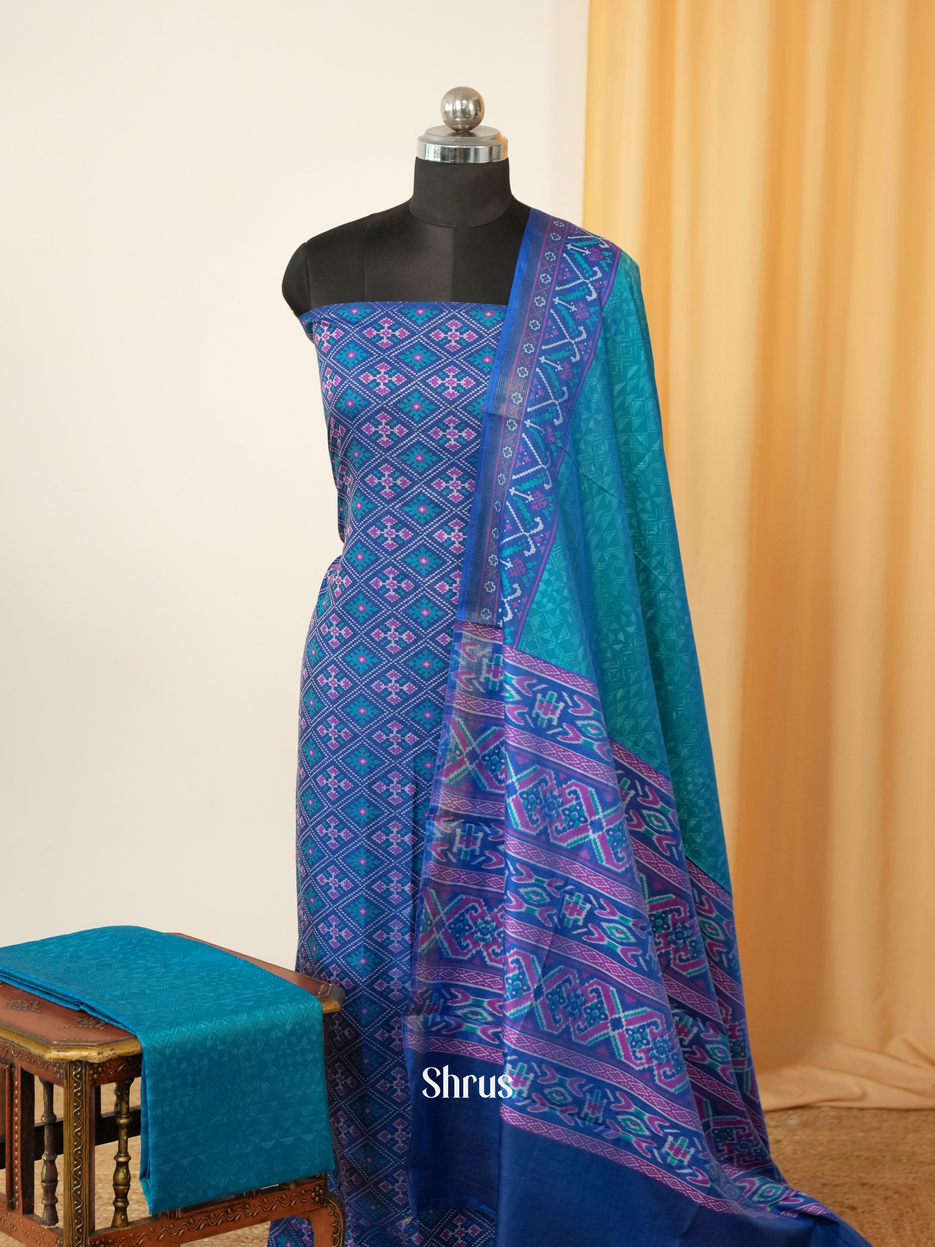 Blue & Teal - semi patola salwar - Shop on Shrus.com