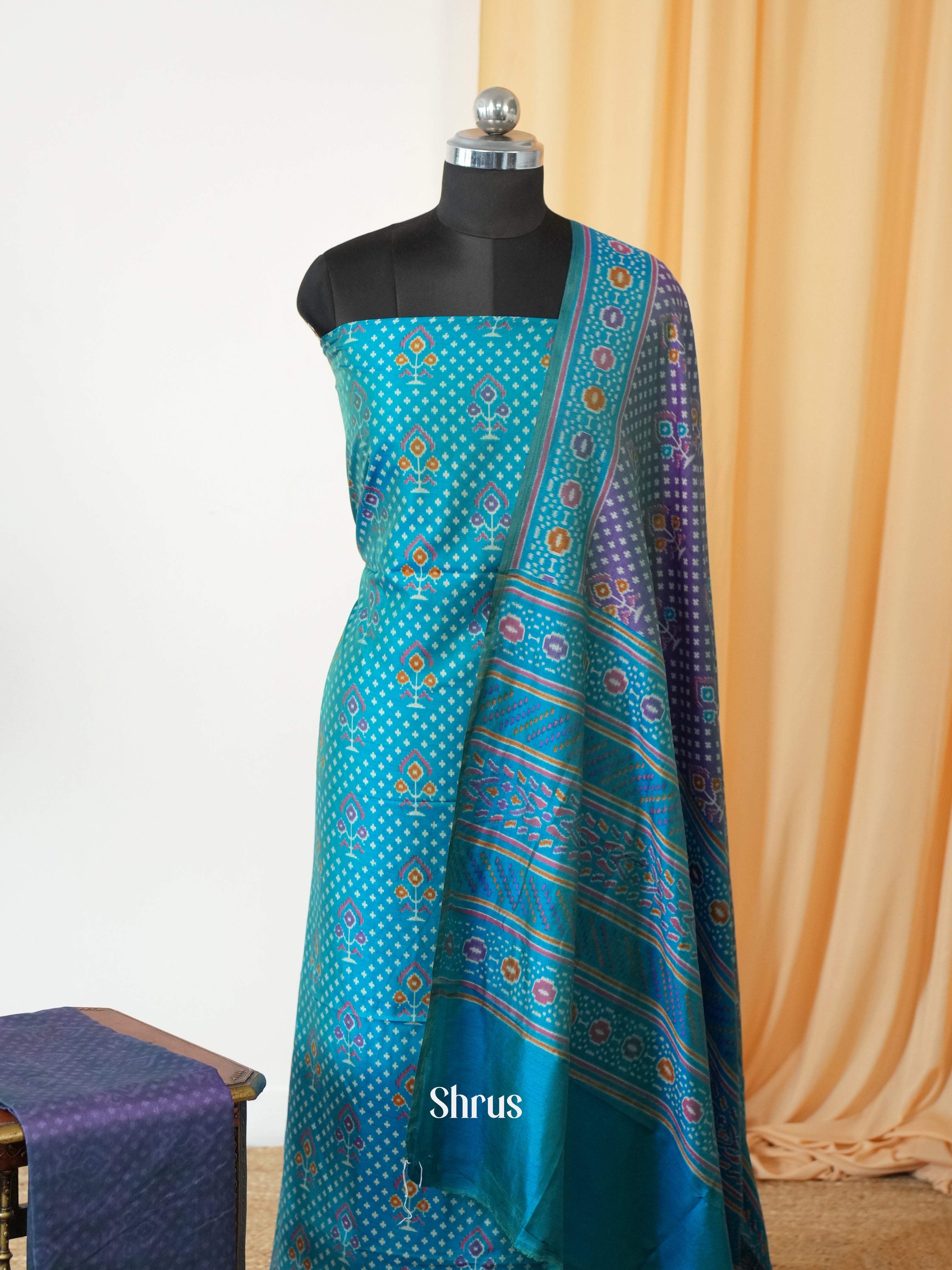 Teal & Purple - semi patola salwar - Shop on Shrus.com