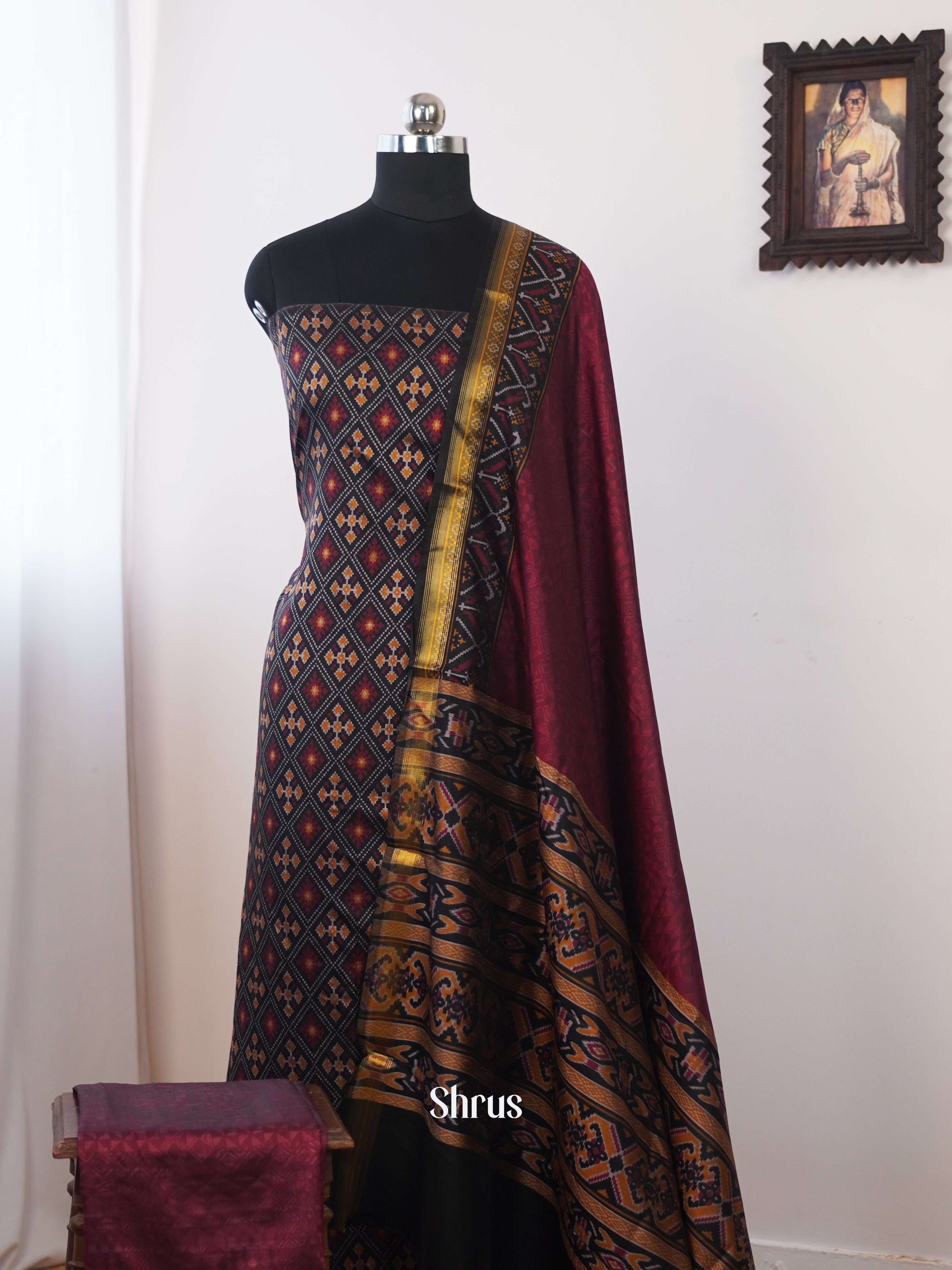 Black & Maroon - semi patola salwar - Shop on Shrus.com