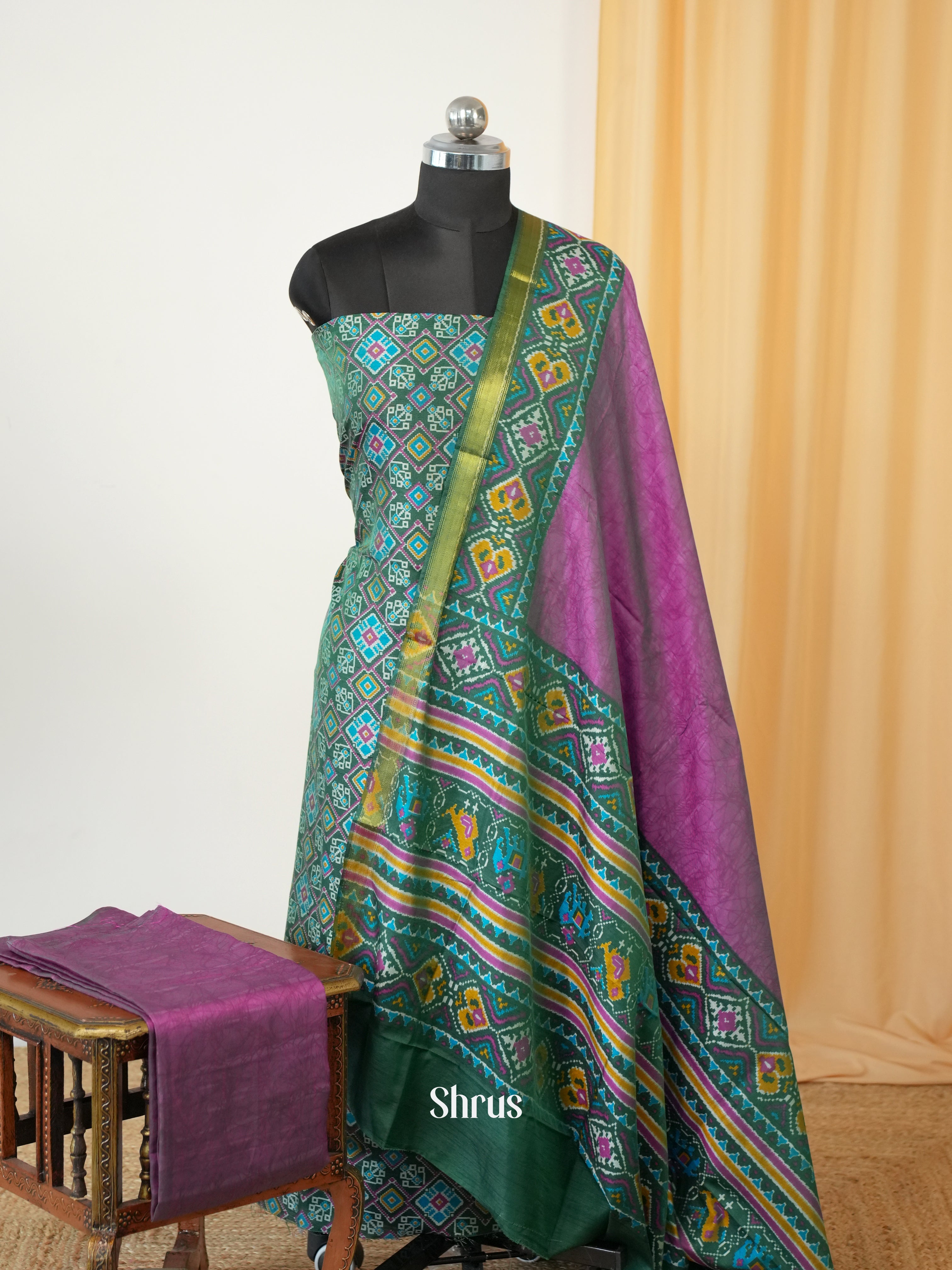 Green & Purple - semi patola salwar - Shop on Shrus.com