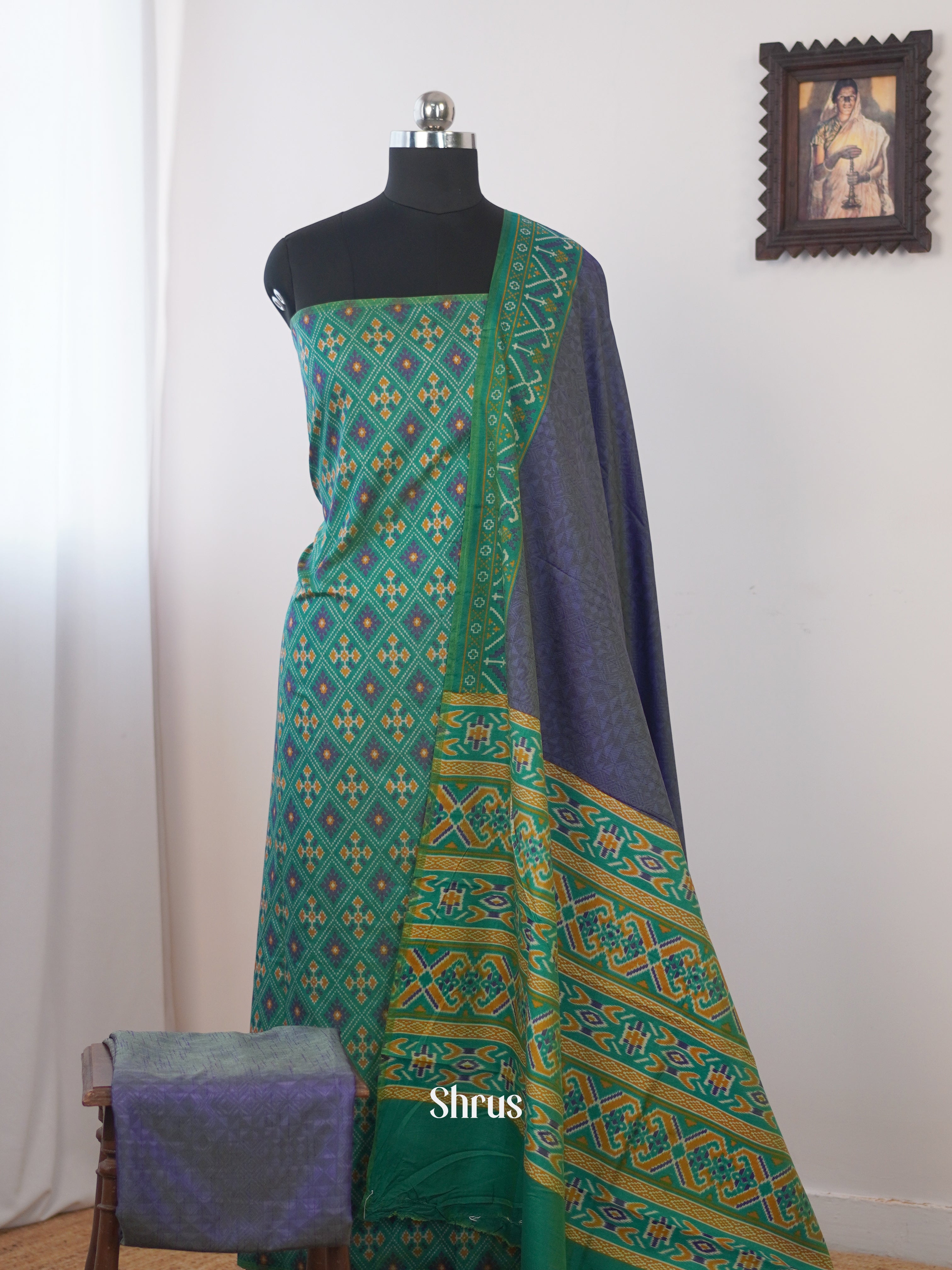 Green & Grey - semi patola salwar - Shop on Shrus.com