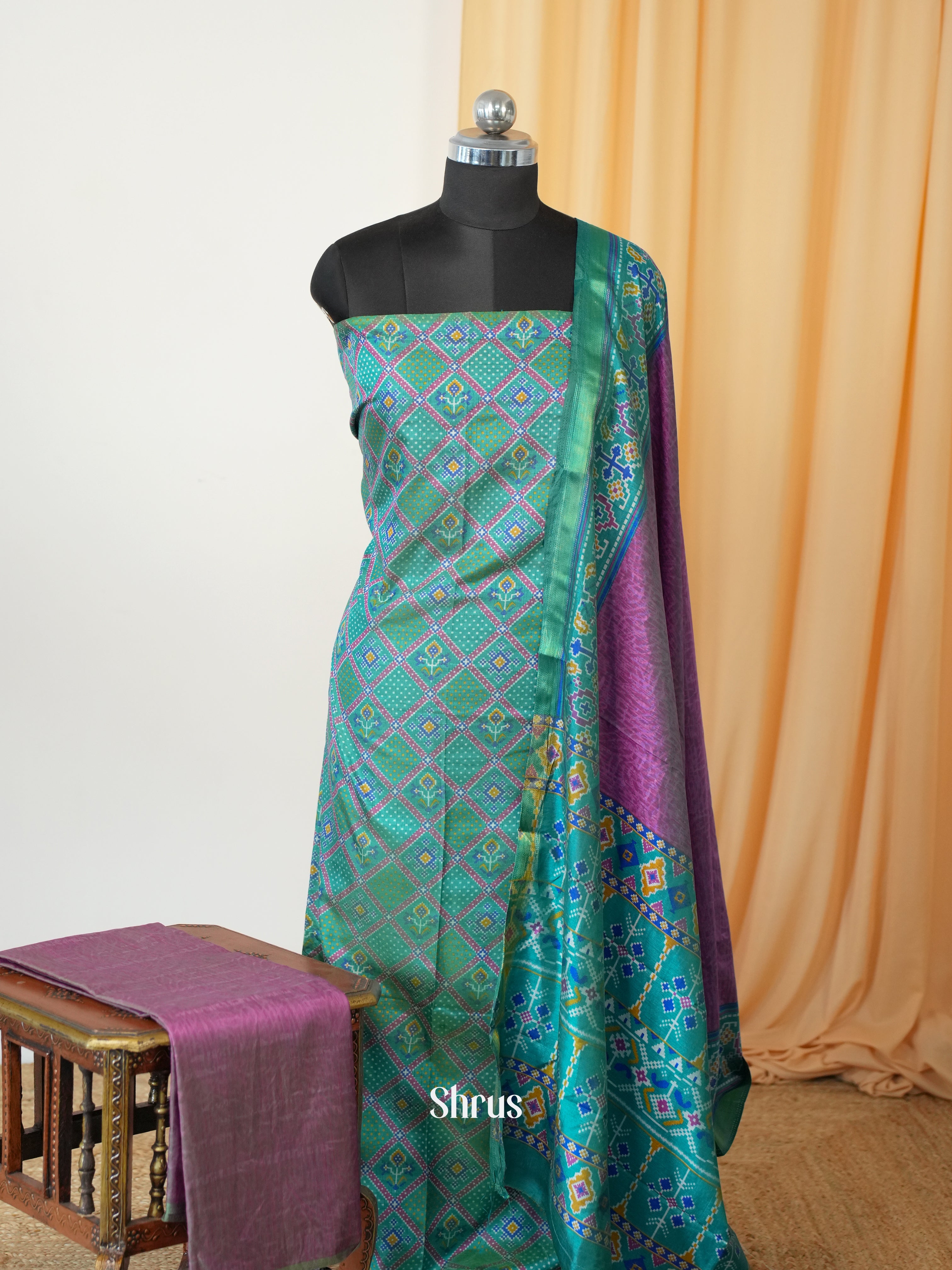 Green & Purple - semi patola salwar - Shop on Shrus.com