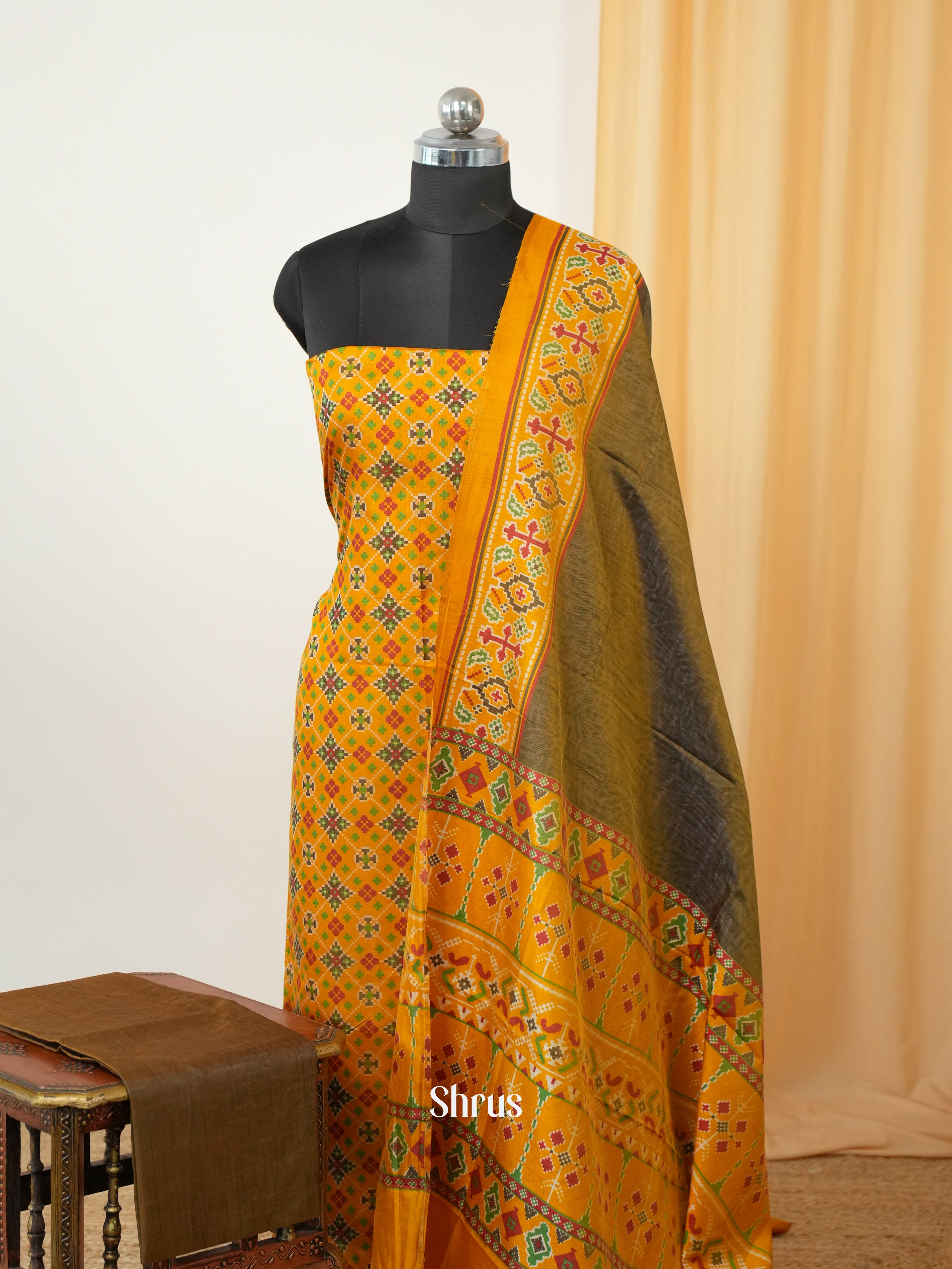 Yellow & Green - semi patola salwar - Shop on Shrus.com
