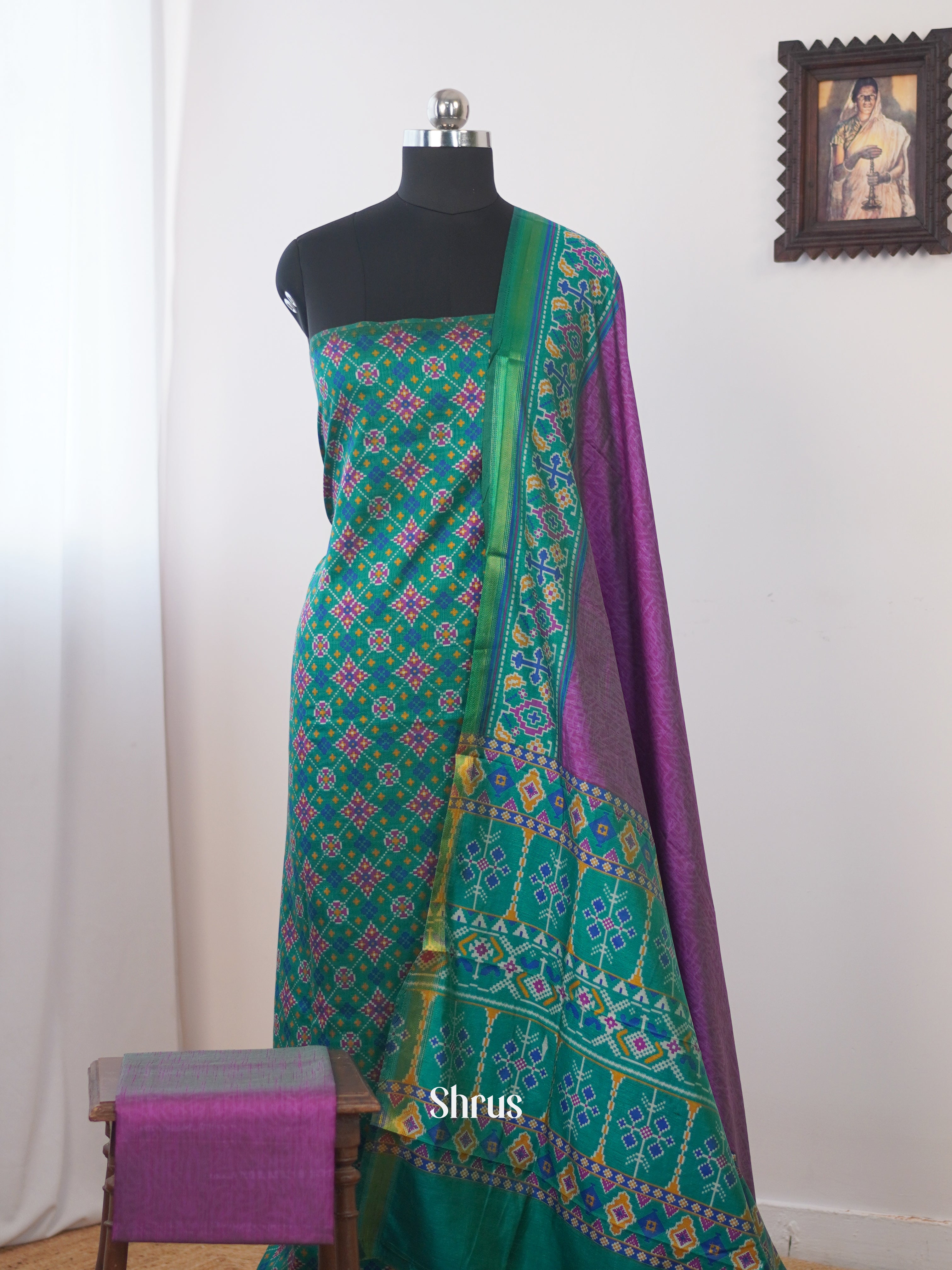 Green & Purple - semi patola salwar - Shop on Shrus.com