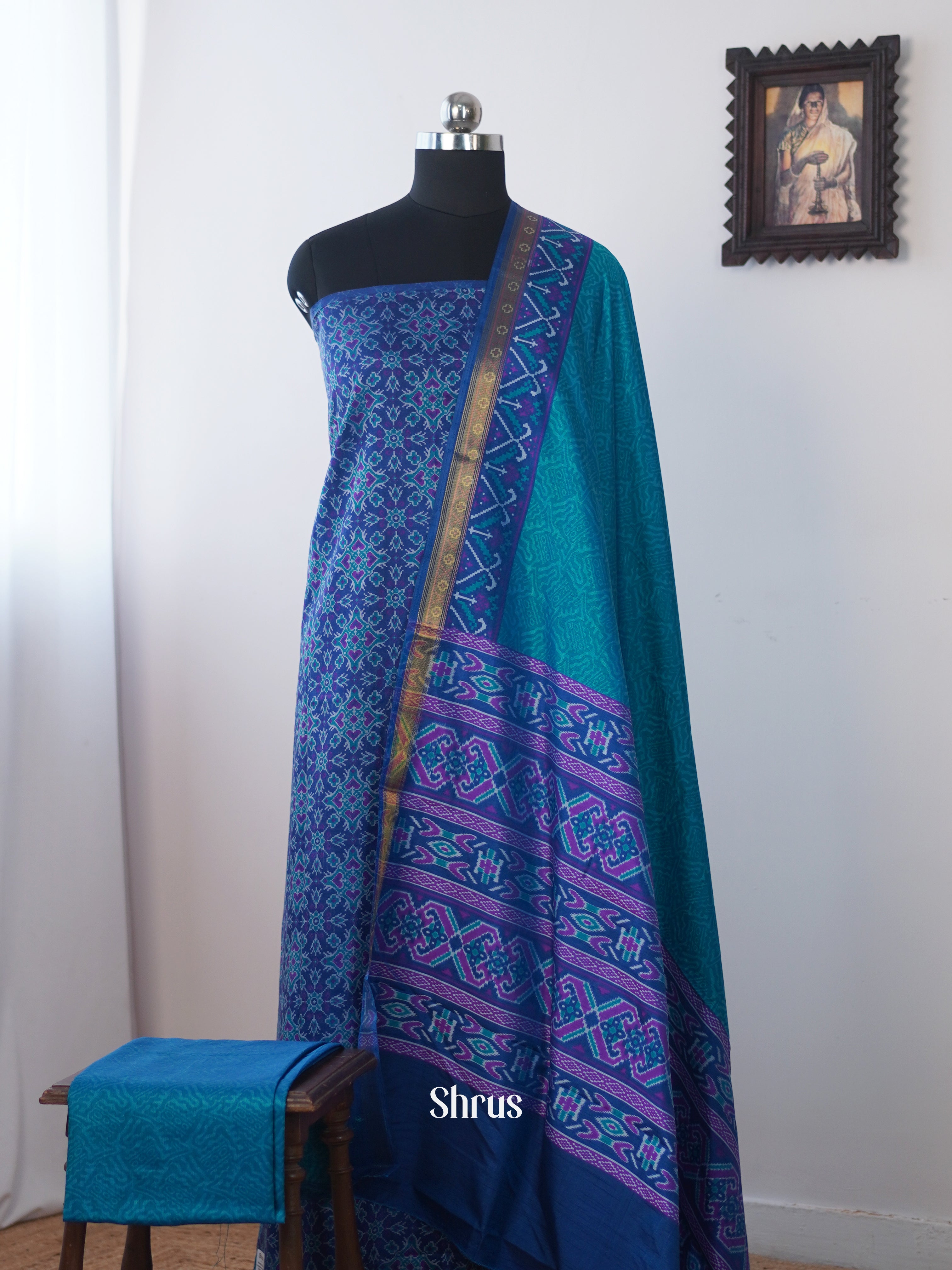 Blue & Teal - semi patola salwar - Shop on Shrus.com