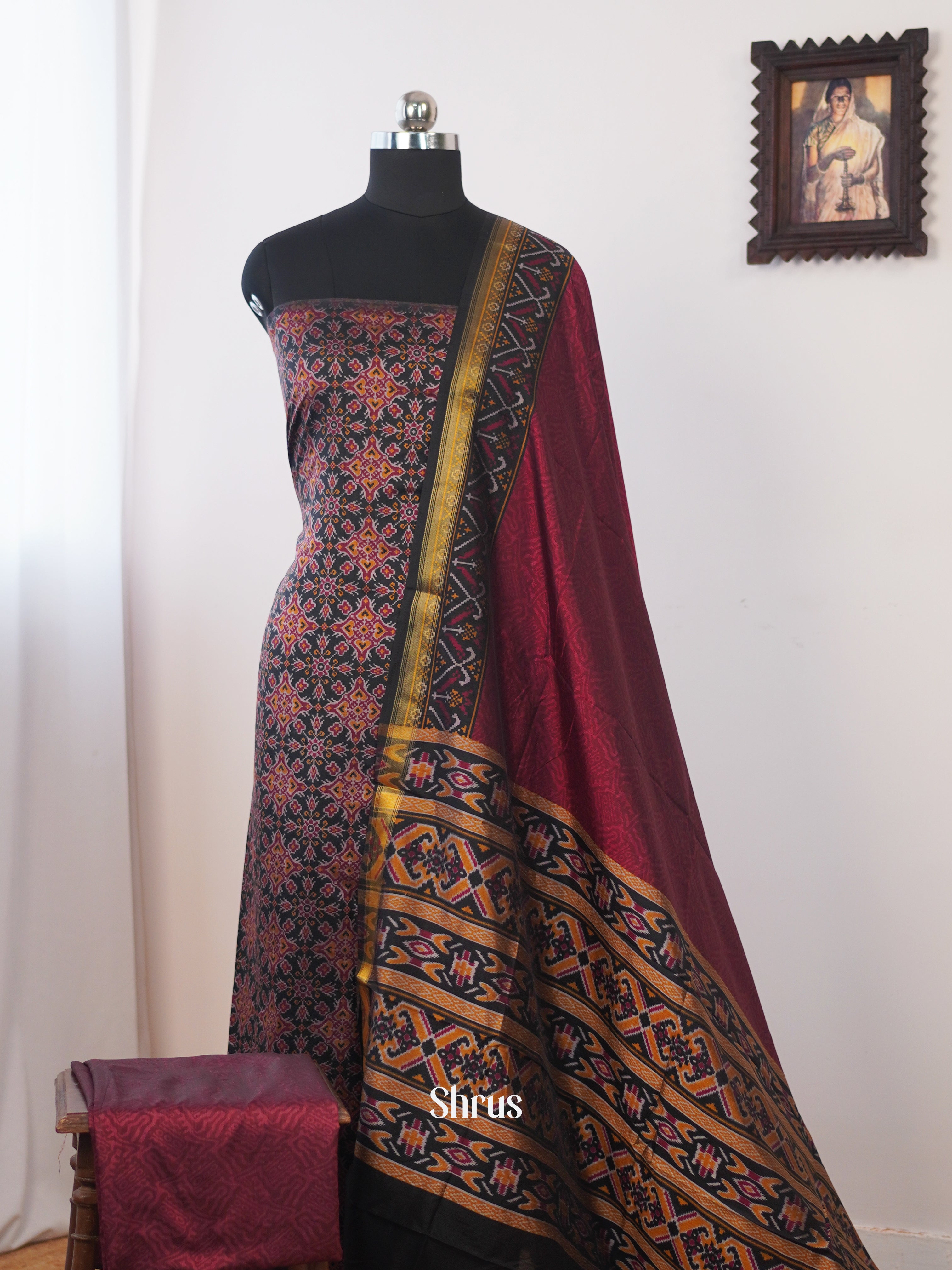 Black & Maroon - semi patola salwar - Shop on Shrus.com