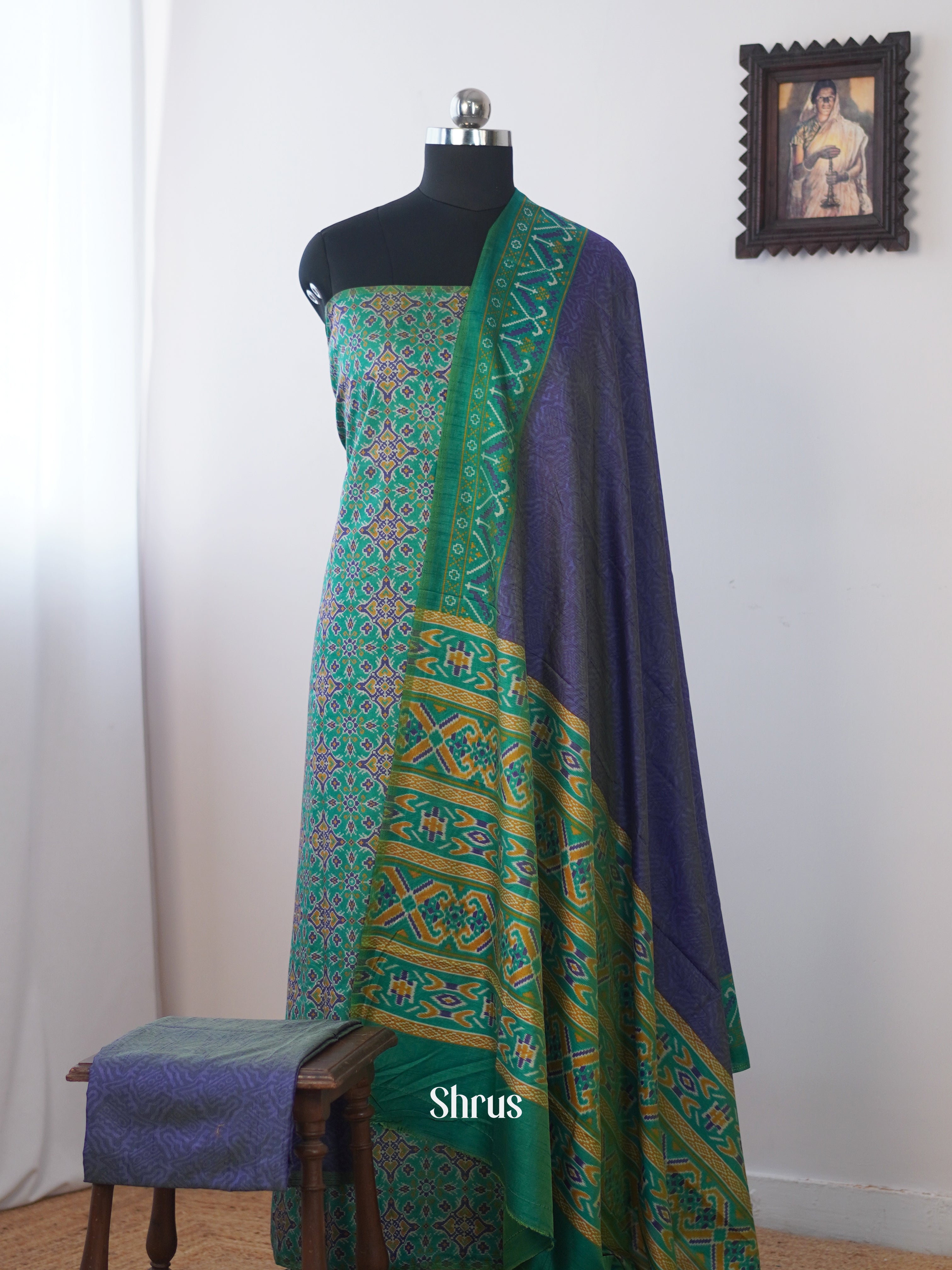 Green & Purple - semi patola salwar - Shop on Shrus.com