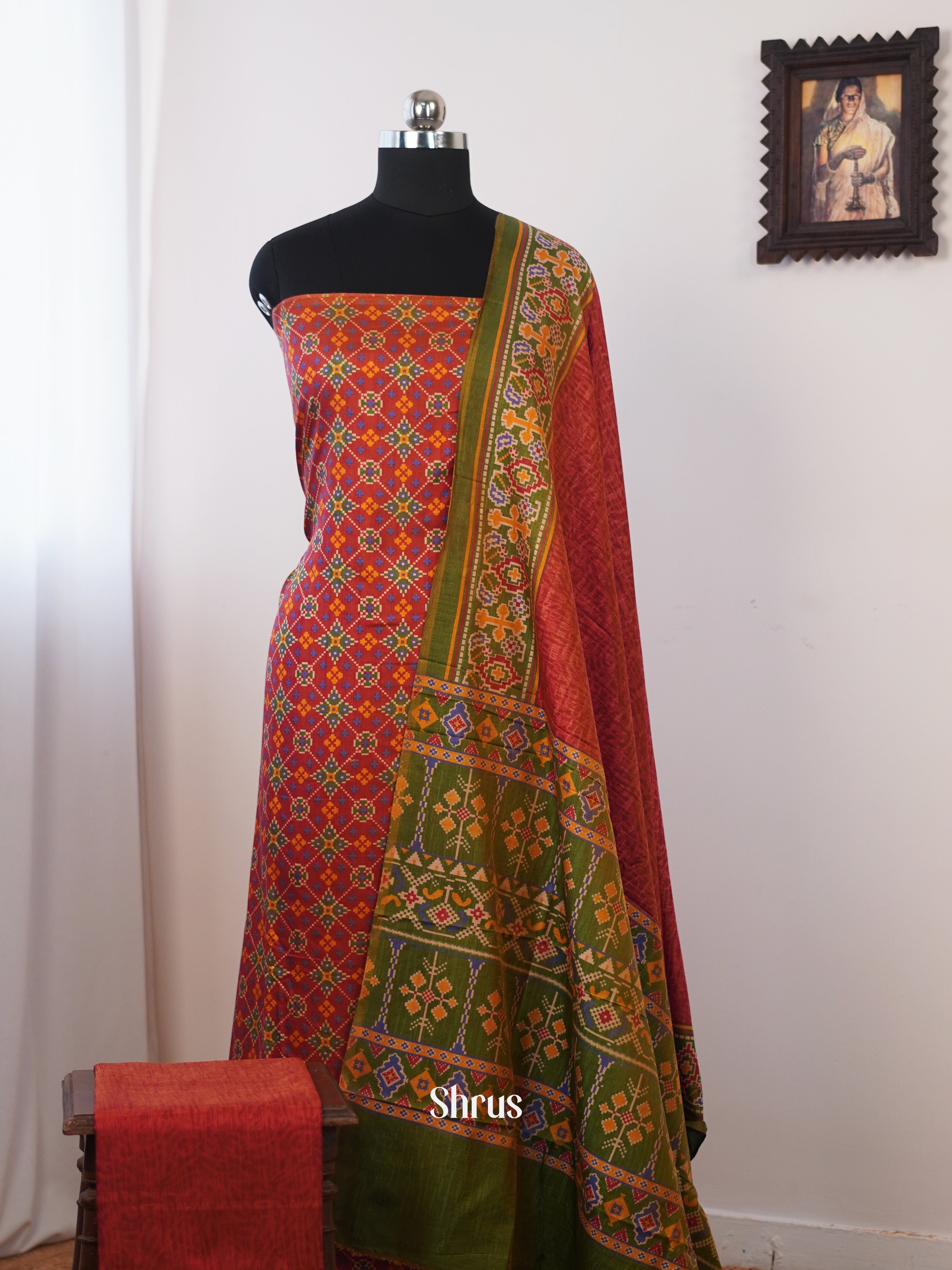 Red & Green - semi patola salwar - Shop on Shrus.com
