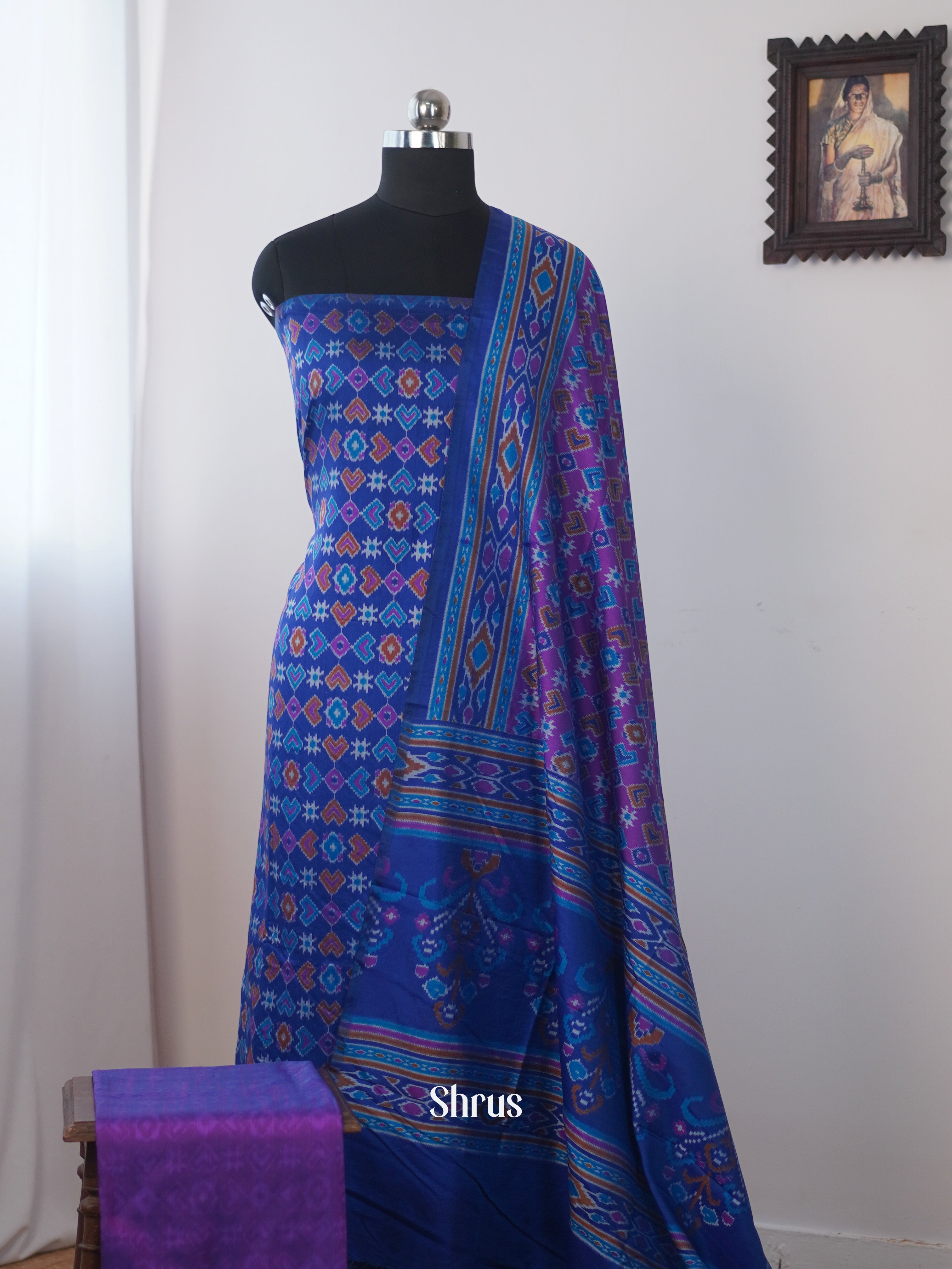 Blue & Purple - semi patola salwar - Shop on Shrus.com