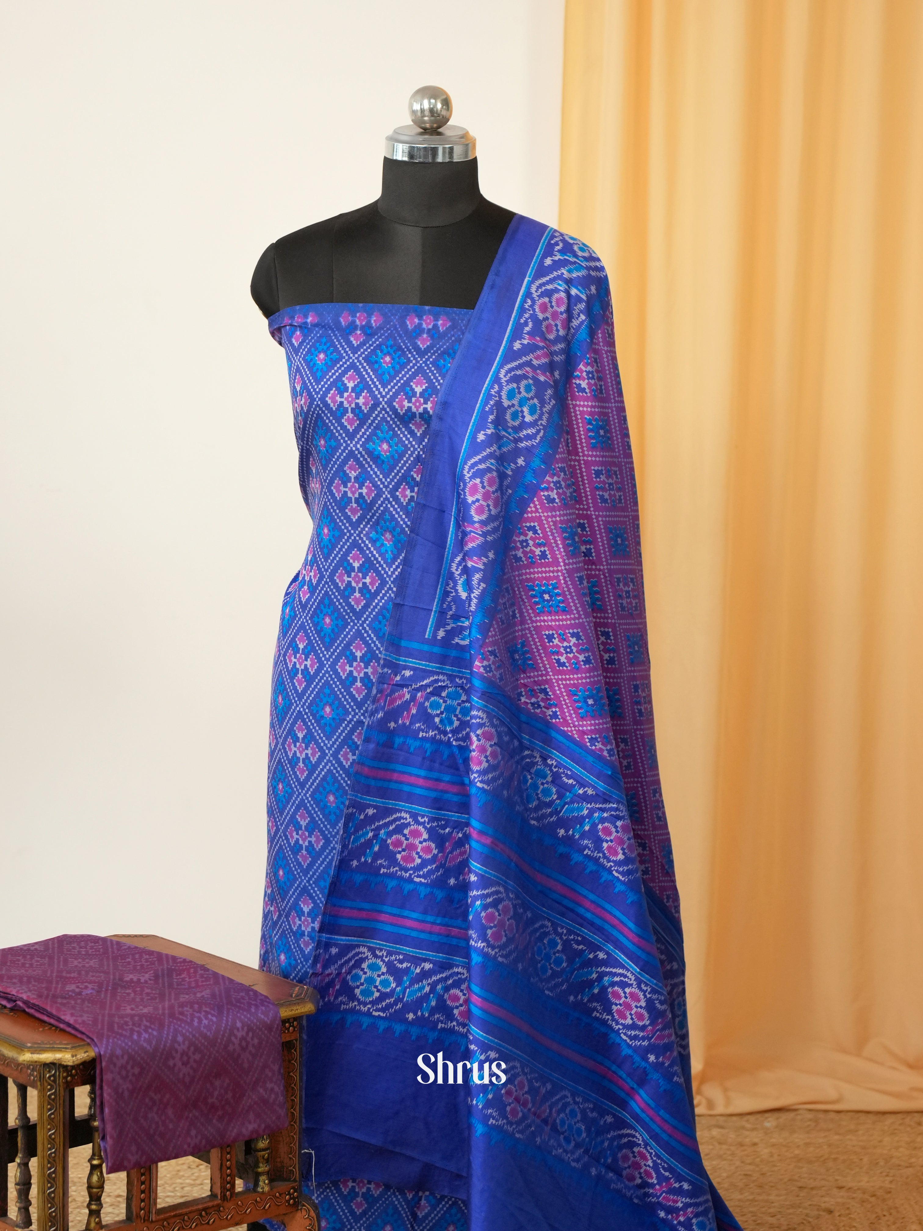 Blue & Purple - semi patola salwar - Shop on Shrus.com