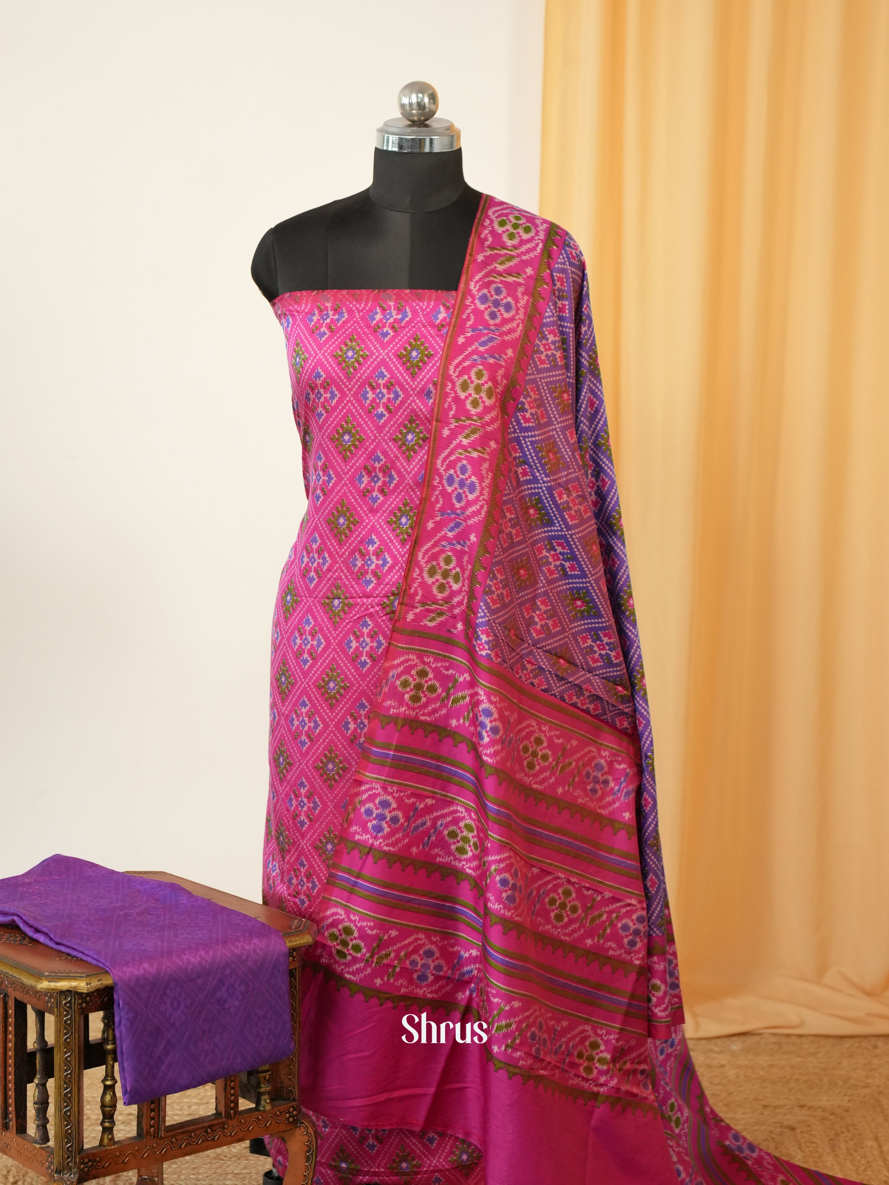 Pink & Purple - semi patola salwar - Shop on Shrus.com