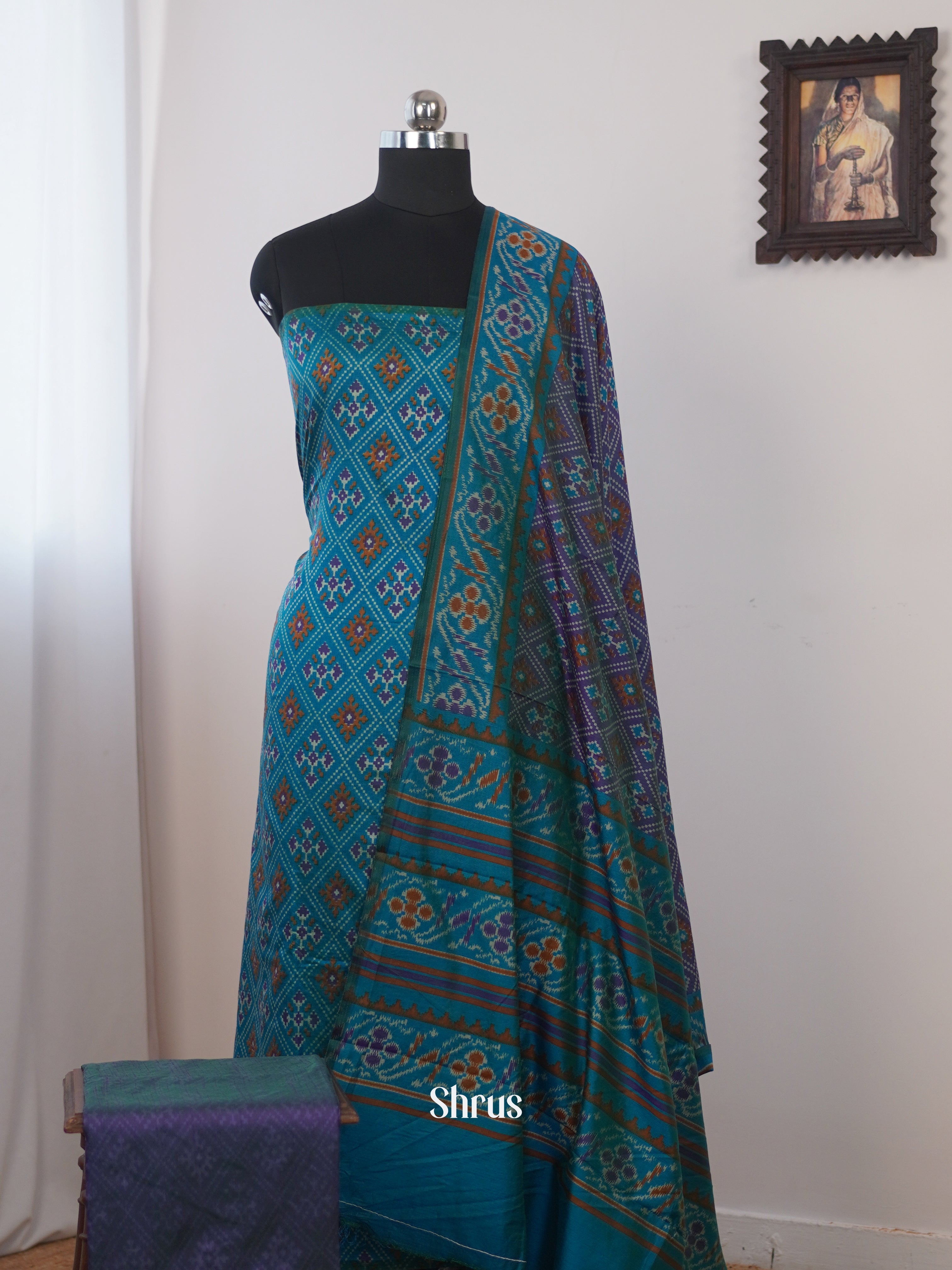 Teal & Purple - semi patola salwar - Shop on Shrus.com
