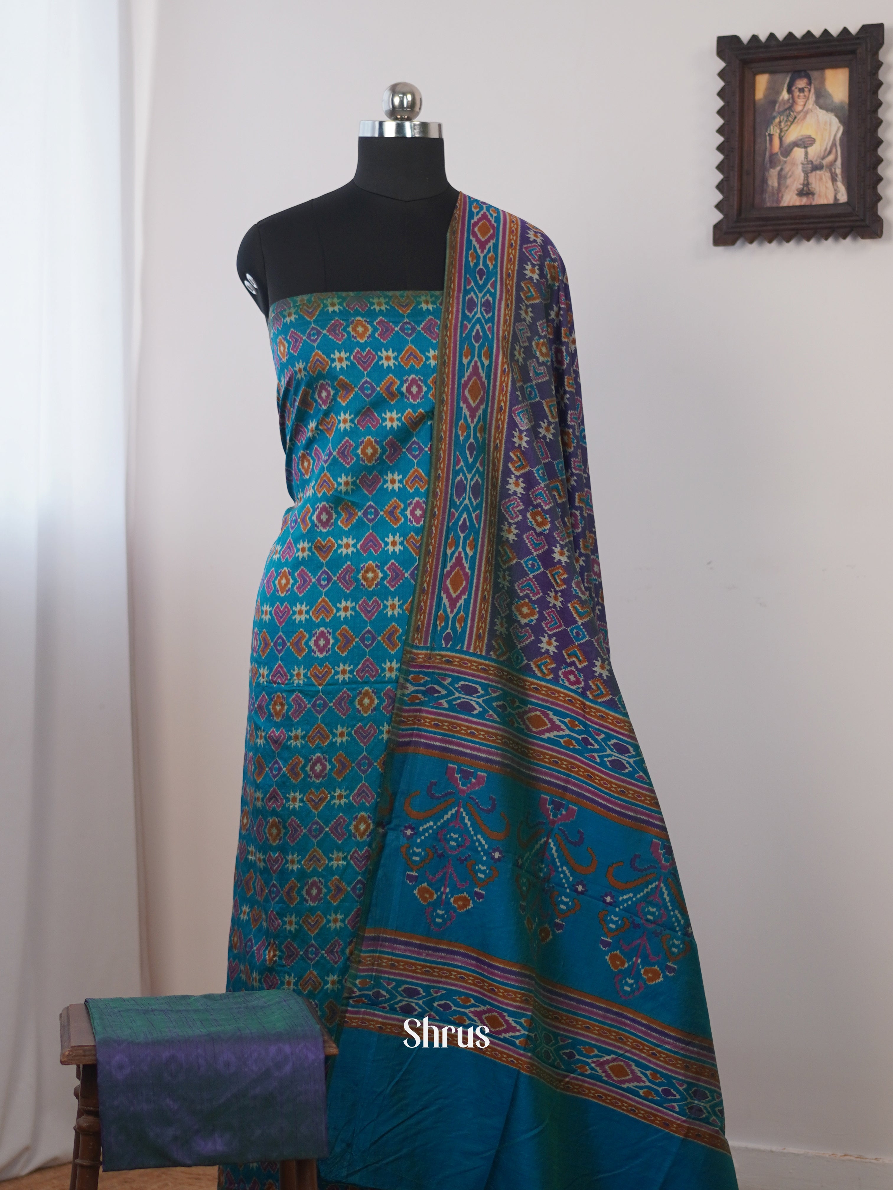 Blue & Purple - semi patola salwar - Shop on Shrus.com