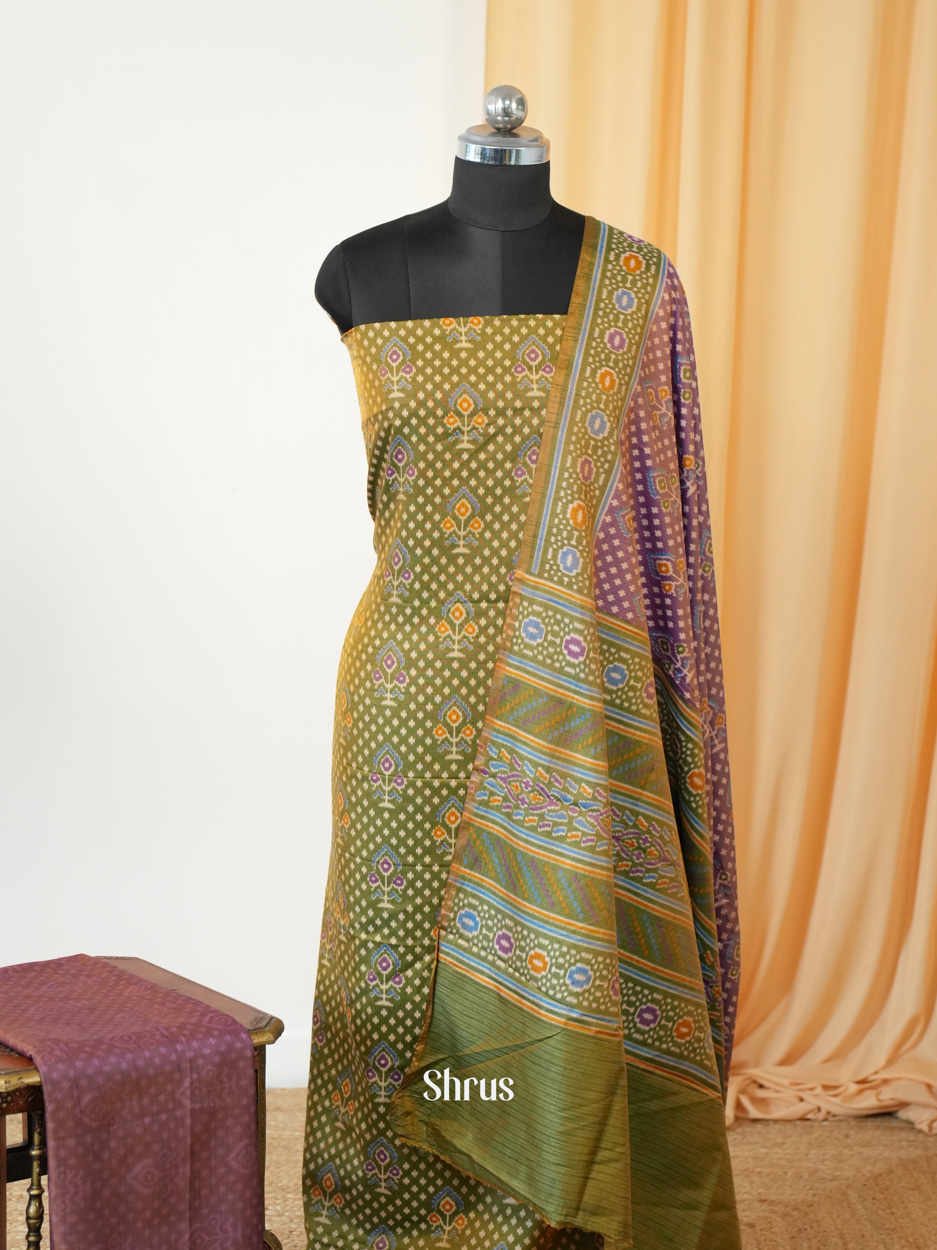 Green & Purple - semi patola salwar - Shop on Shrus.com