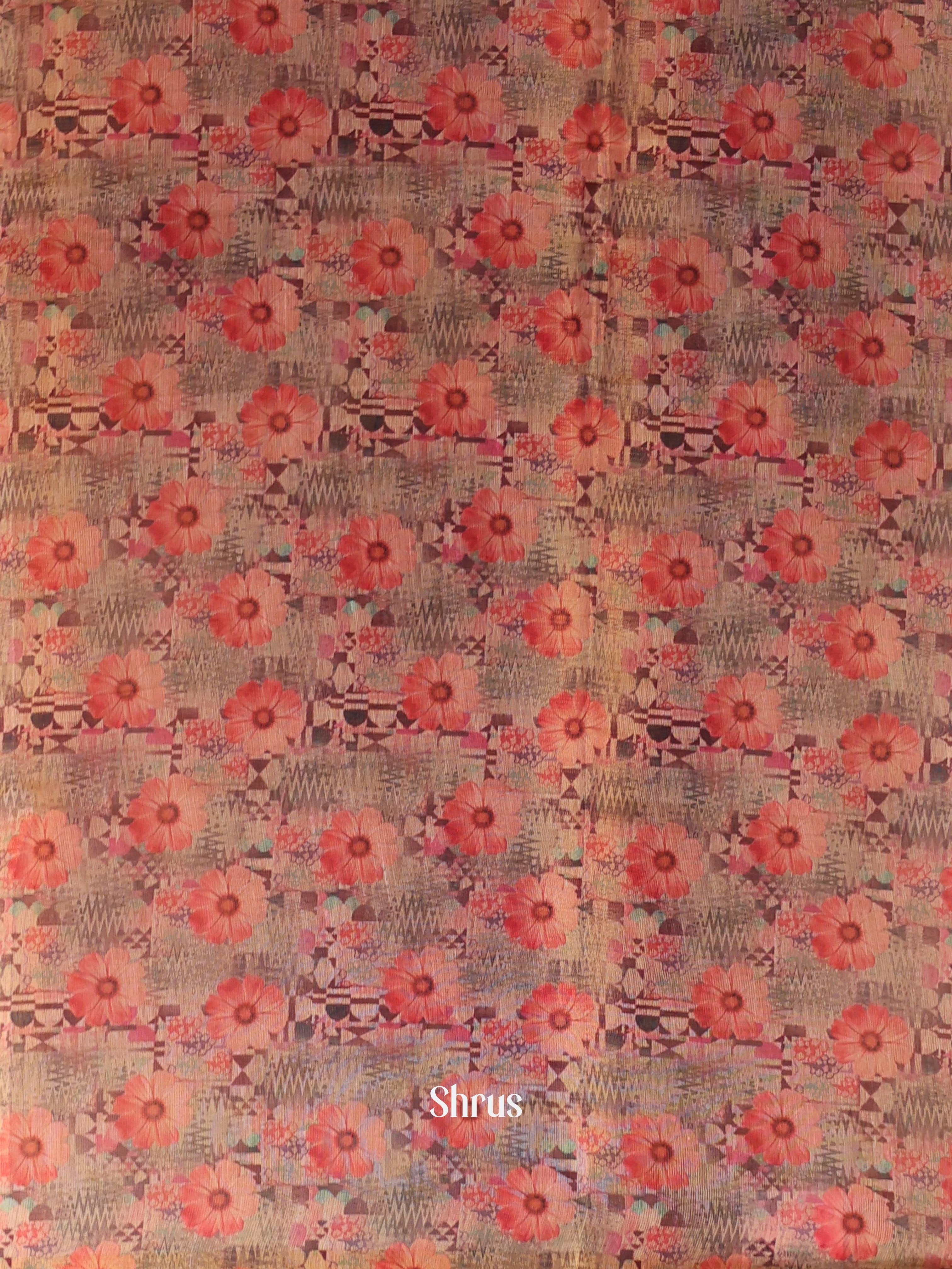 Gold & Red - Semi Jute Saree - Shop on Shrus.com