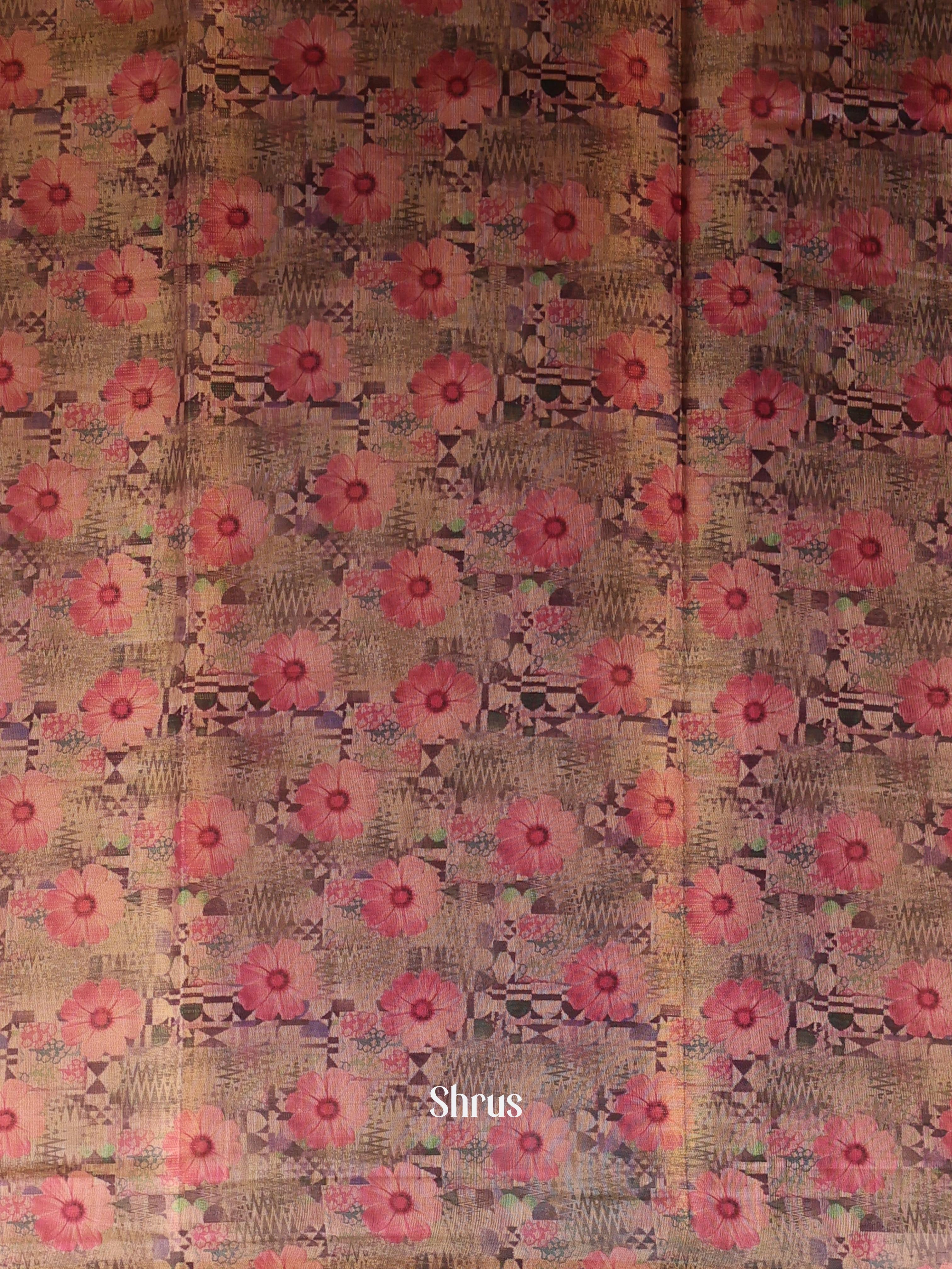 Gold & Purple- Semi Jute Saree - Shop on Shrus.com