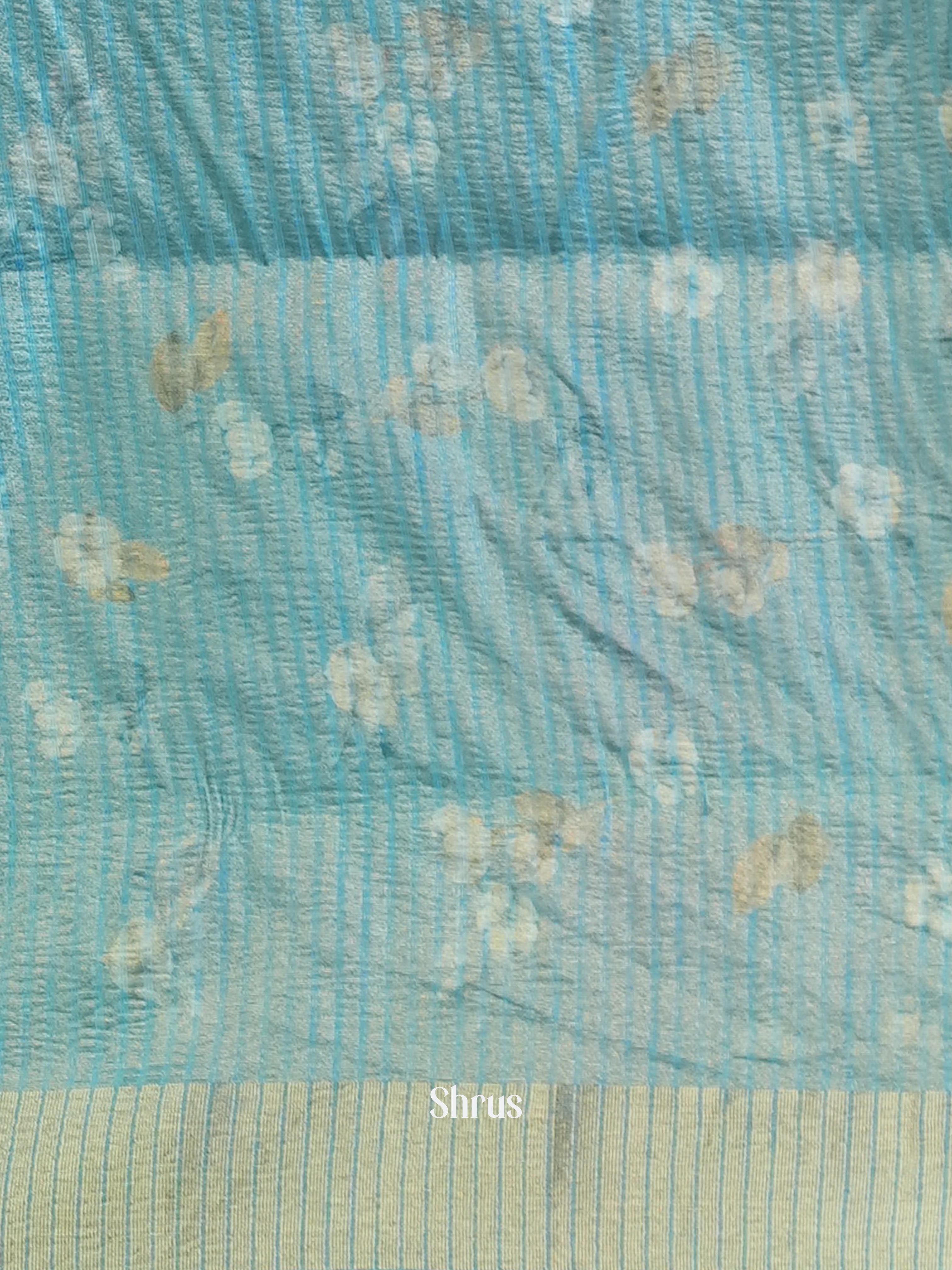 Sky Blue- Bamboo Silk Saree - Shop on Shrus.com