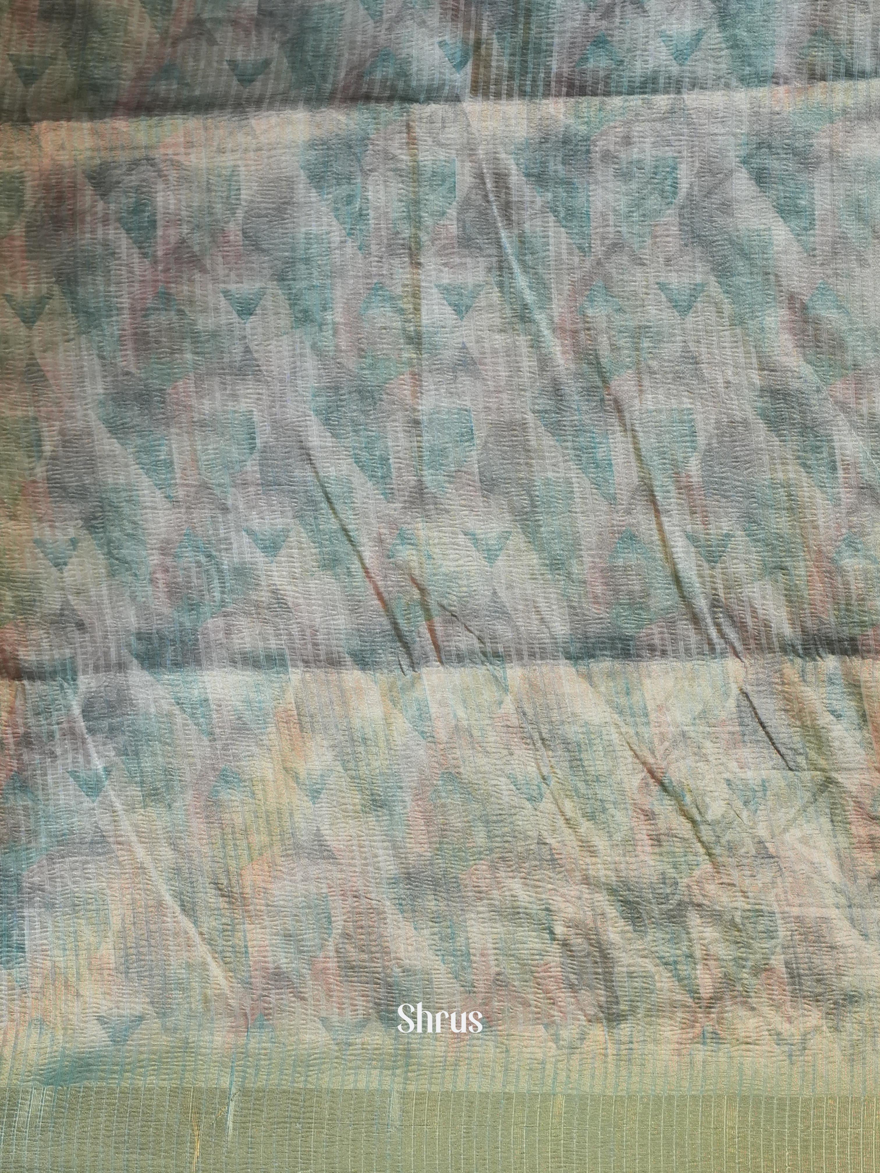 Grey & Green - Bamboo Silk Saree - Shop on Shrus.com