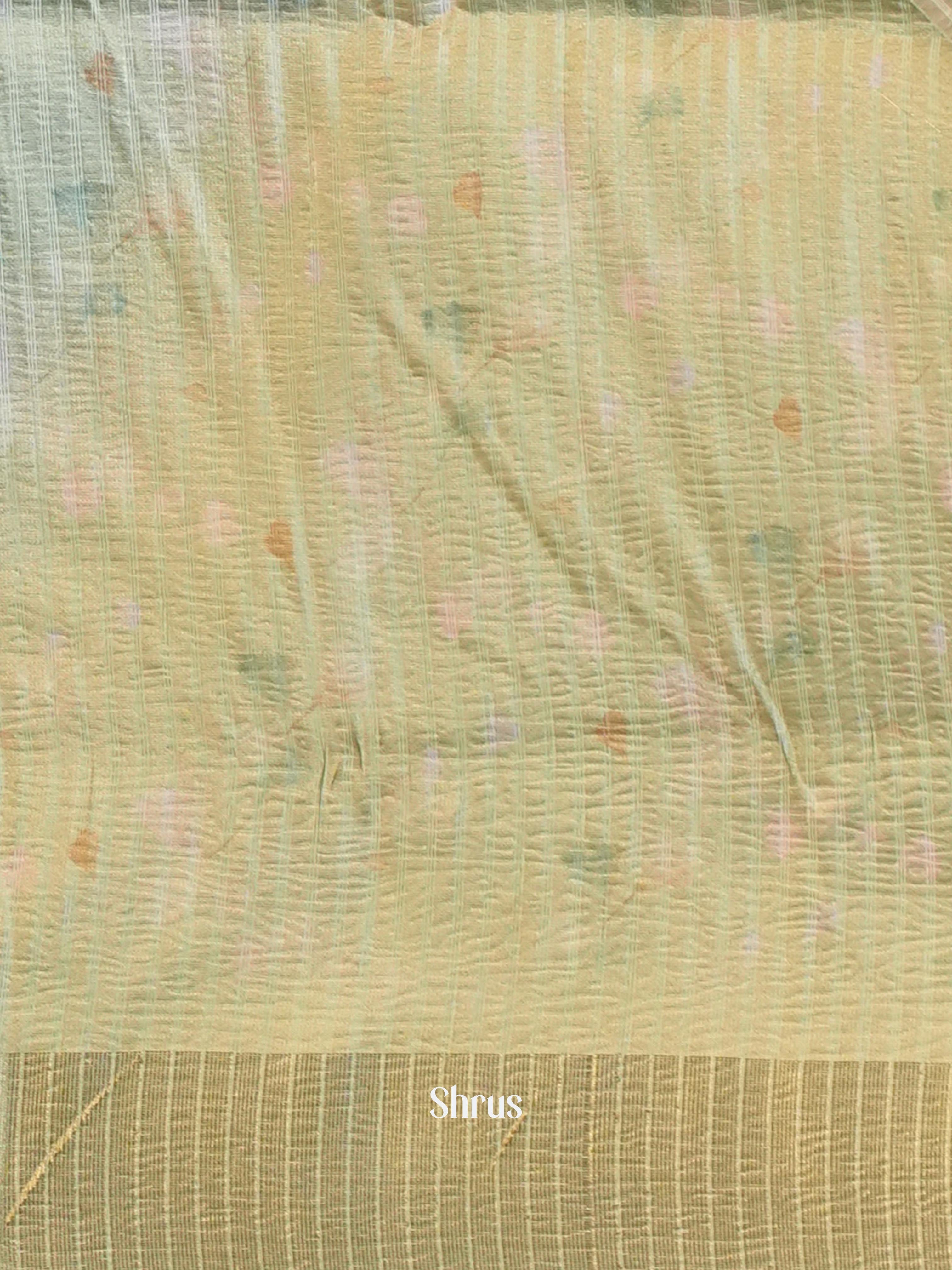 Pastel Green- Bamboo Silk Saree - Shop on Shrus.com